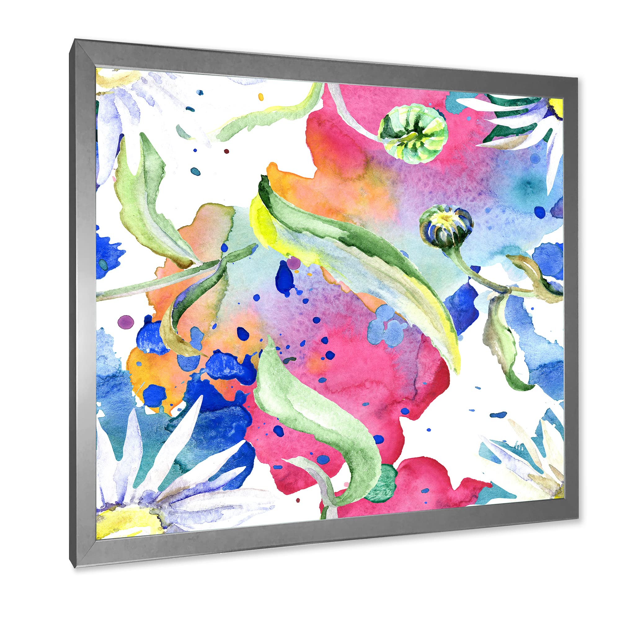DesignQ Iridescent Daisy Flowers Framed Wall Art - Vibrant Home Decor for Living Room, Bedroom & Office