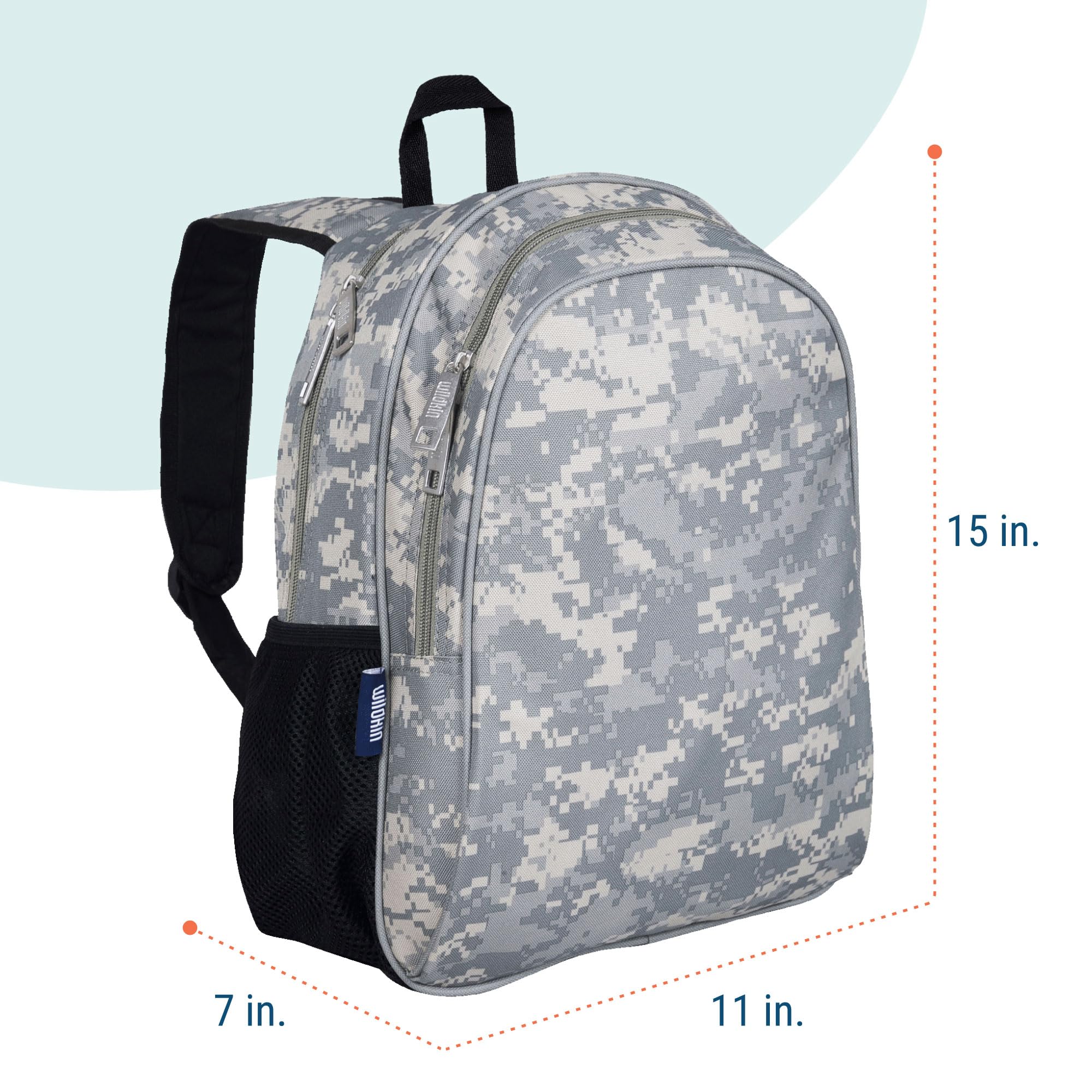 Wildkin 15-inch Kids Backpack - Durable Padded Adjustable School Backpack for Boys & Girls - Lightweight Travel Backpack for Daycare, Hiking & Outdoor Adventures - Digital Camo Design