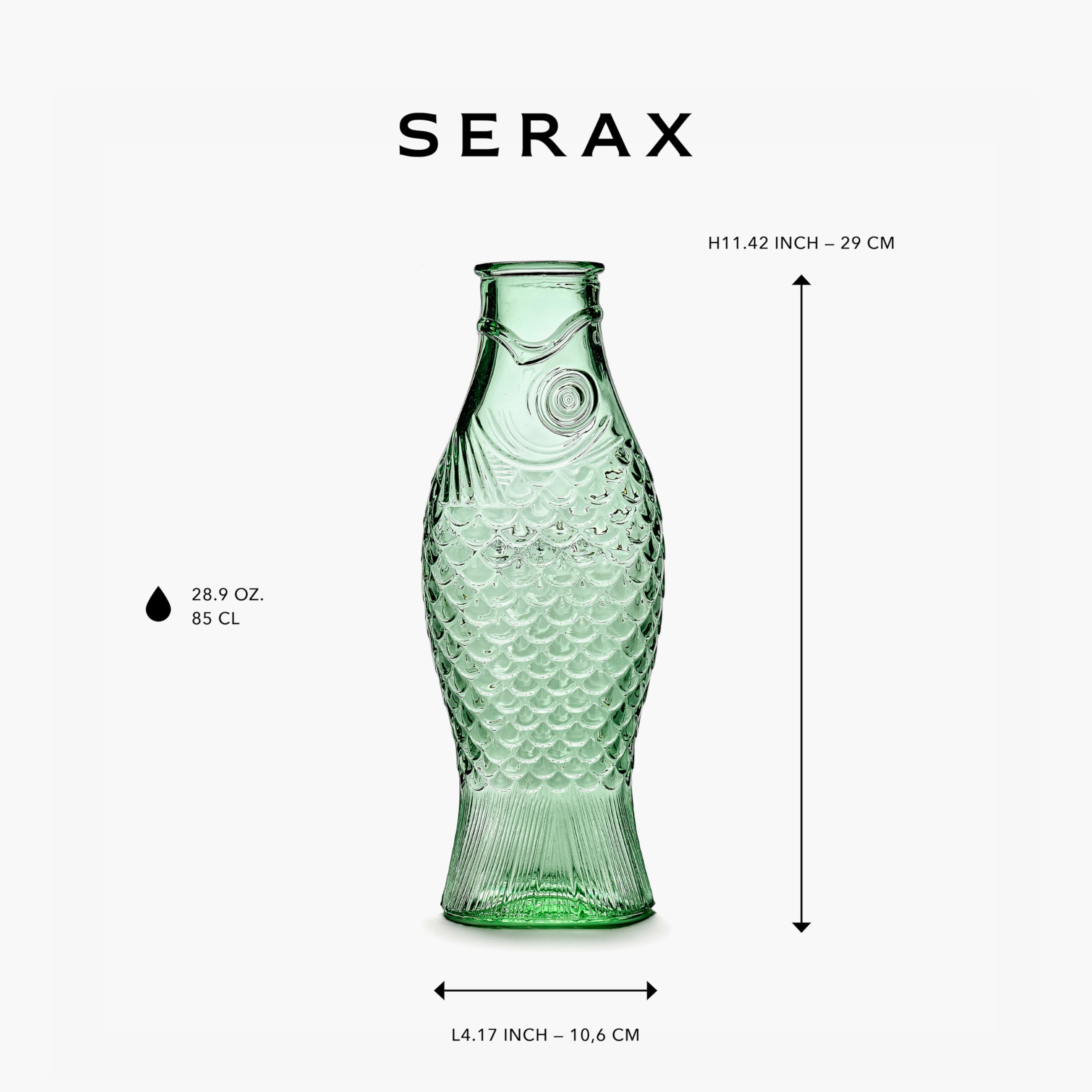 Paola Navone Glass Water Pitcher & Wine Carafe - 28.74 fl oz Clear Green Beverage Container for Hot & Cold Drinks - Fish Design Glassware for Kitchen, Dining & Entertaining - Perfect as Fridge Dispenser or Decorative Vase