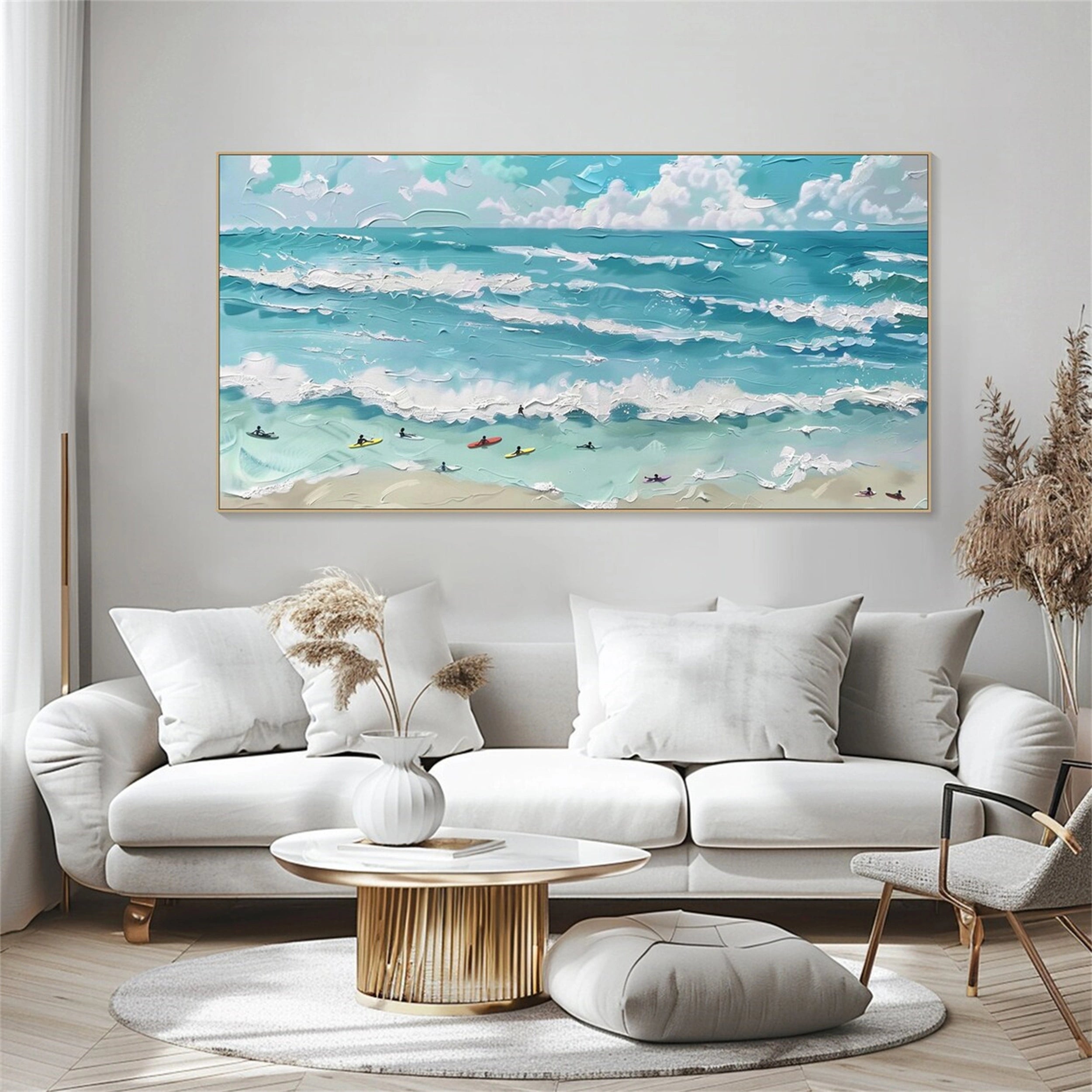 Ocean and Sky Painting #OS 074 - Handmade Canvas Wall Art for Home & Office Decor - Perfect for Living Room, Bedroom or Beach House