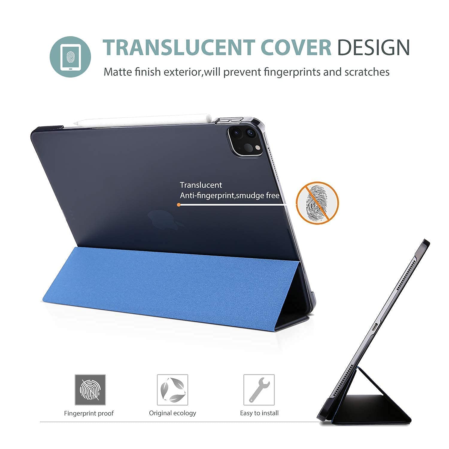 ProCase Navy iPad Pro 11 Slim Hard Shell Protective Case (2020 & 2018 Models) with Tempered Glass Screen Protector - Perfect for Work, Travel & Everyday Use