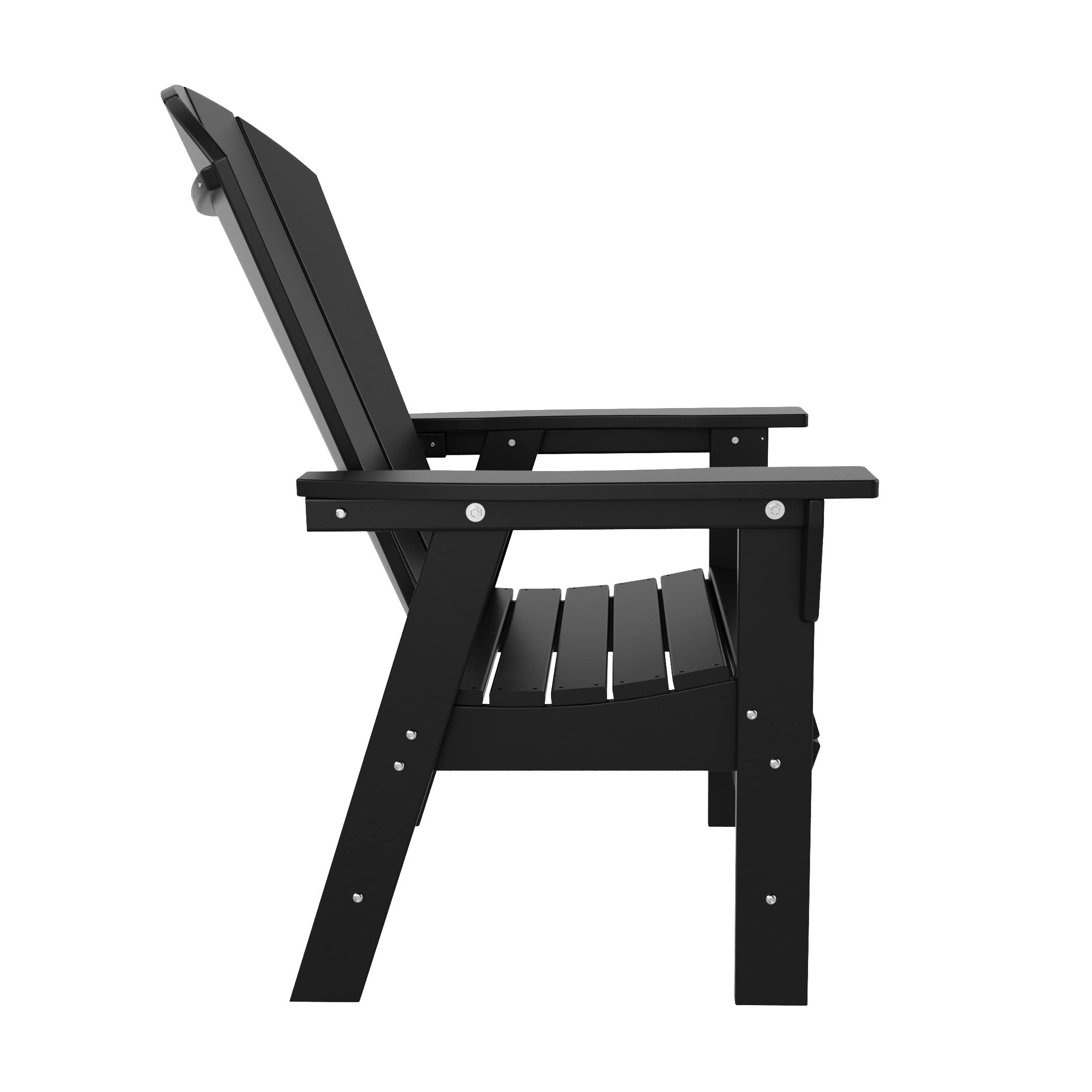**Classic Black Adirondack Dining Chair - Traditional Retro Outdoor Lounger Seat for Patio, Poolside, Backyard & Garden - Durable Aesthetic Outdoor Furniture for Relaxing & Dining Al Fresco**