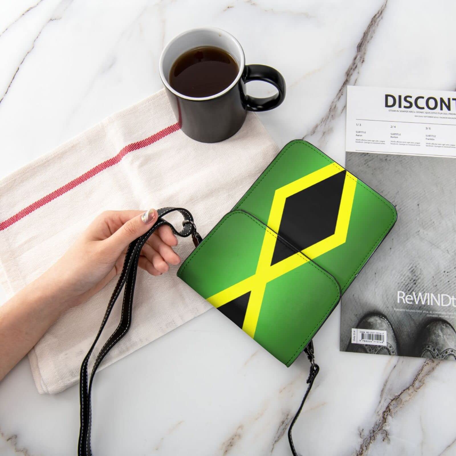 Jamaican Flag Crossbody Phone Bag for Women - Lightweight Mini Purse with Adjustable Shoulder Strap, Wallet & Passport Holder | Perfect for Travel, Concerts, and Everyday Use