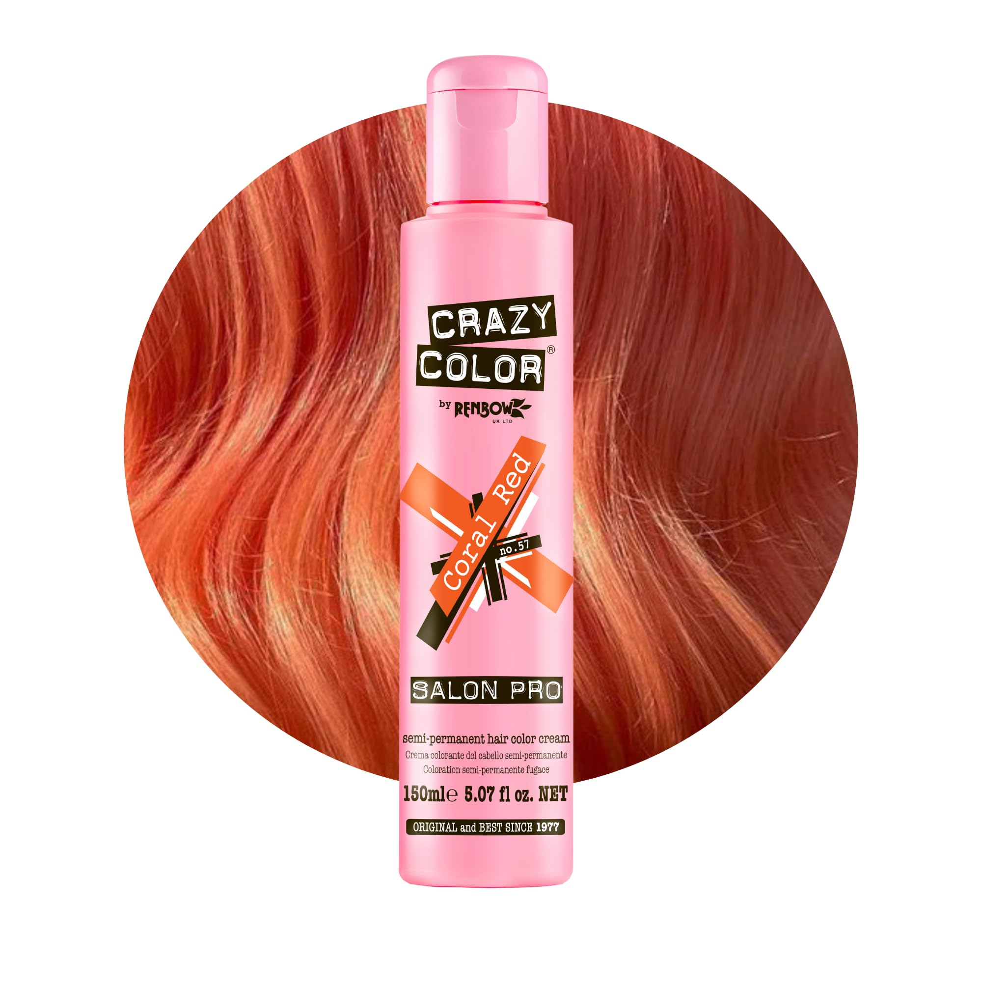 Crazy Color Salon Pro Semi-Permanent Hair Dye - 5.07 oz Coral Red Shade for Women | Vibrant Long-Lasting Color | Perfect for DIY Home Hair Coloring, Parties & Cosplay Looks