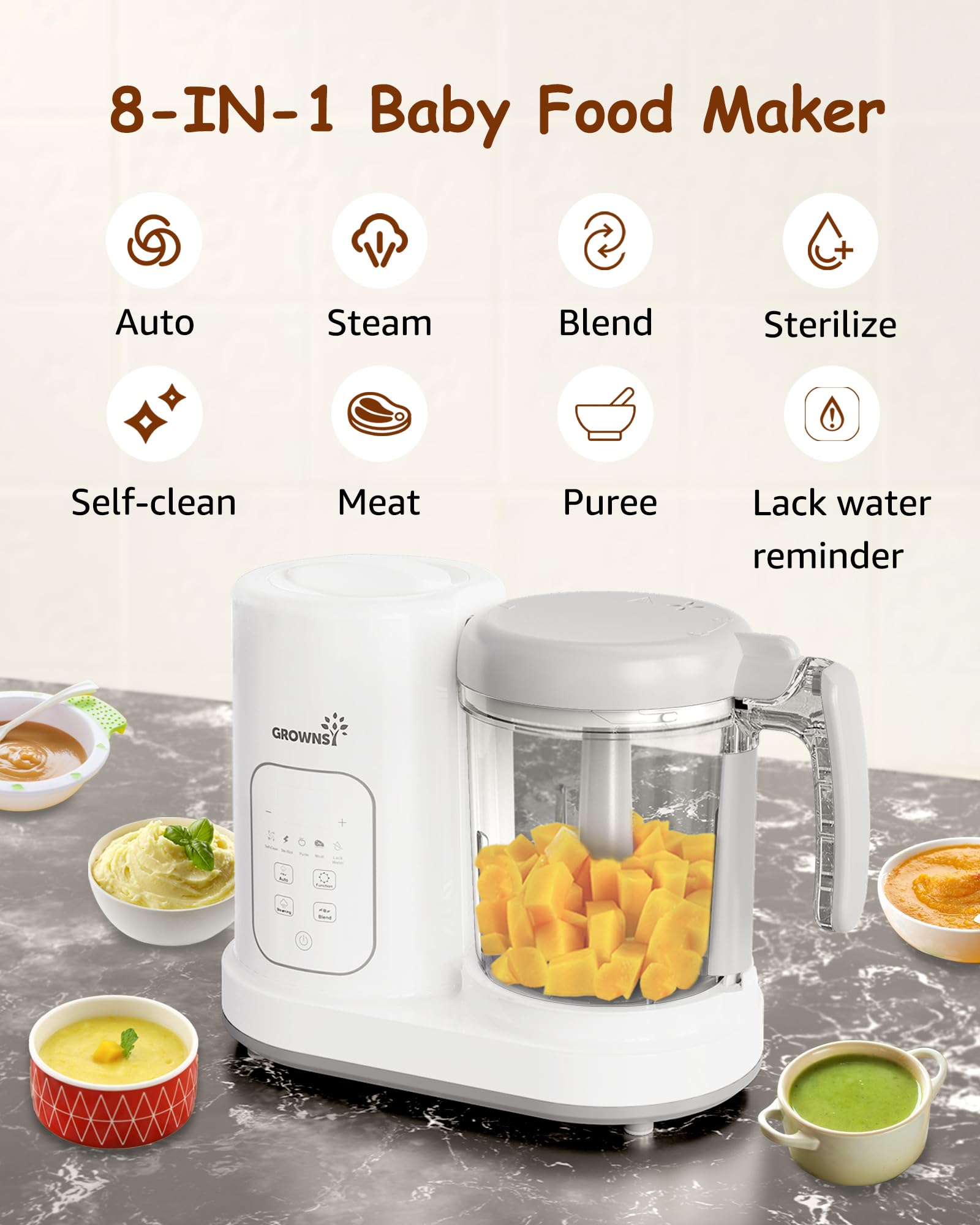 Baby Food Maker & Puree Blender - 6-in-1 Steamer, Grinder, and Auto Cooking Machine with Self-Cleaning Touch Screen LCD Display | BPA Free | Perfect for Homemade Baby Food, Toddler Meals & Healthy Purees