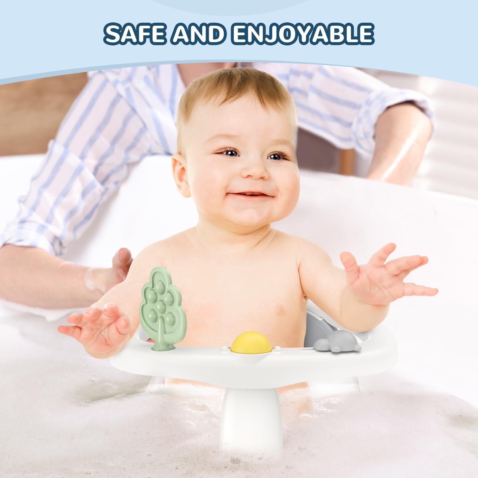 **Baby Bath Seat for 6+ Months - Non-Slip Infant & Toddler Bathtub Chair with Suction Cups | Safe Shower & Bath Time Helper**    *(Use for secure baby bathing, hands-free washing, and toddler water play in tub or shower.)*