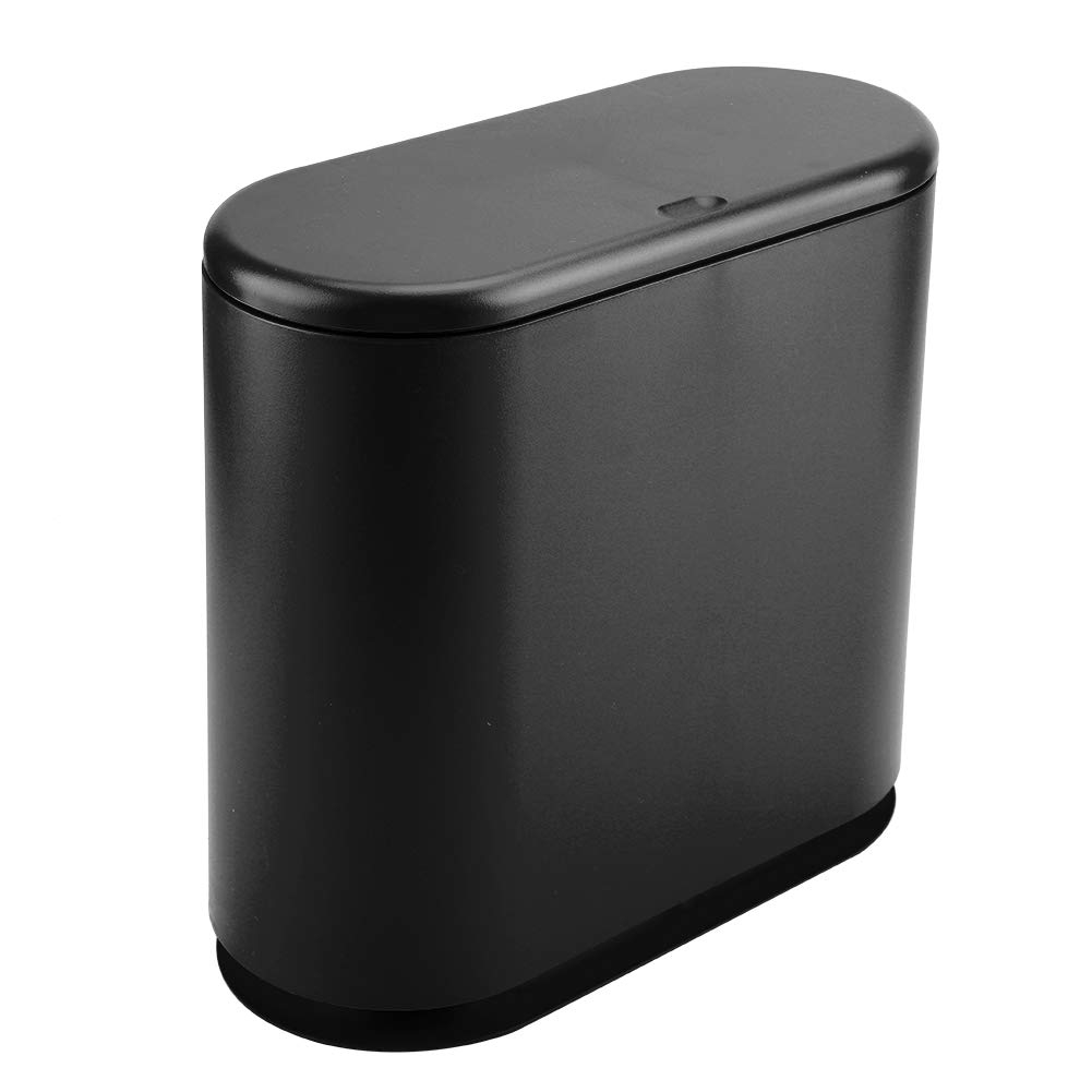 FikaLife Double-Layer Mini Trash Can - Small Waste Bin Organizer for Home, Office & Bathroom - Compact Desktop Garbage Bin for Cleaning Supplies (Black) - Perfect for Workspaces, Bedrooms & Small Spaces