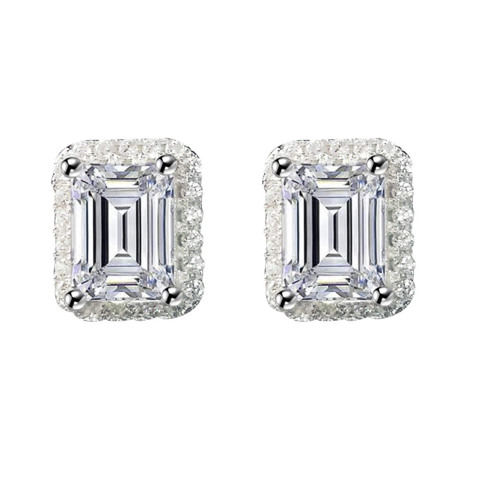 925 Sterling Silver Zirconia Stud Earrings for Women - Hypoallergenic Cubic Zirconia Earrings, Elegant Boucle d'Oreille Femme Jewelry Gift for Her - Perfect for Weddings, Parties & Everyday Wear E1997S