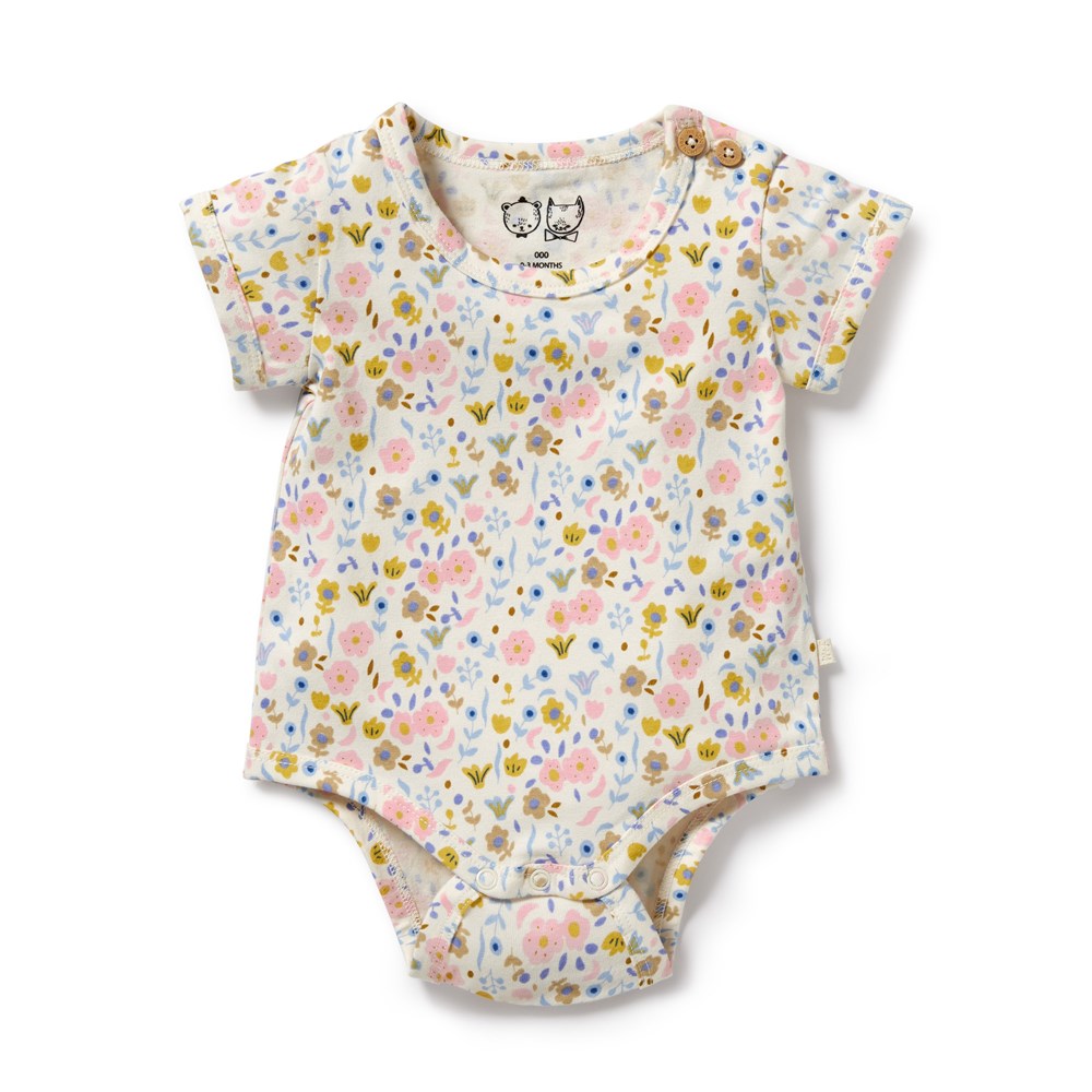 Ava Floral Organic Cotton Baby Bodysuit - Soft & Breathable Onesie for Newborns & Infants - Perfect for Everyday Wear, Playtime & Photo Shoots