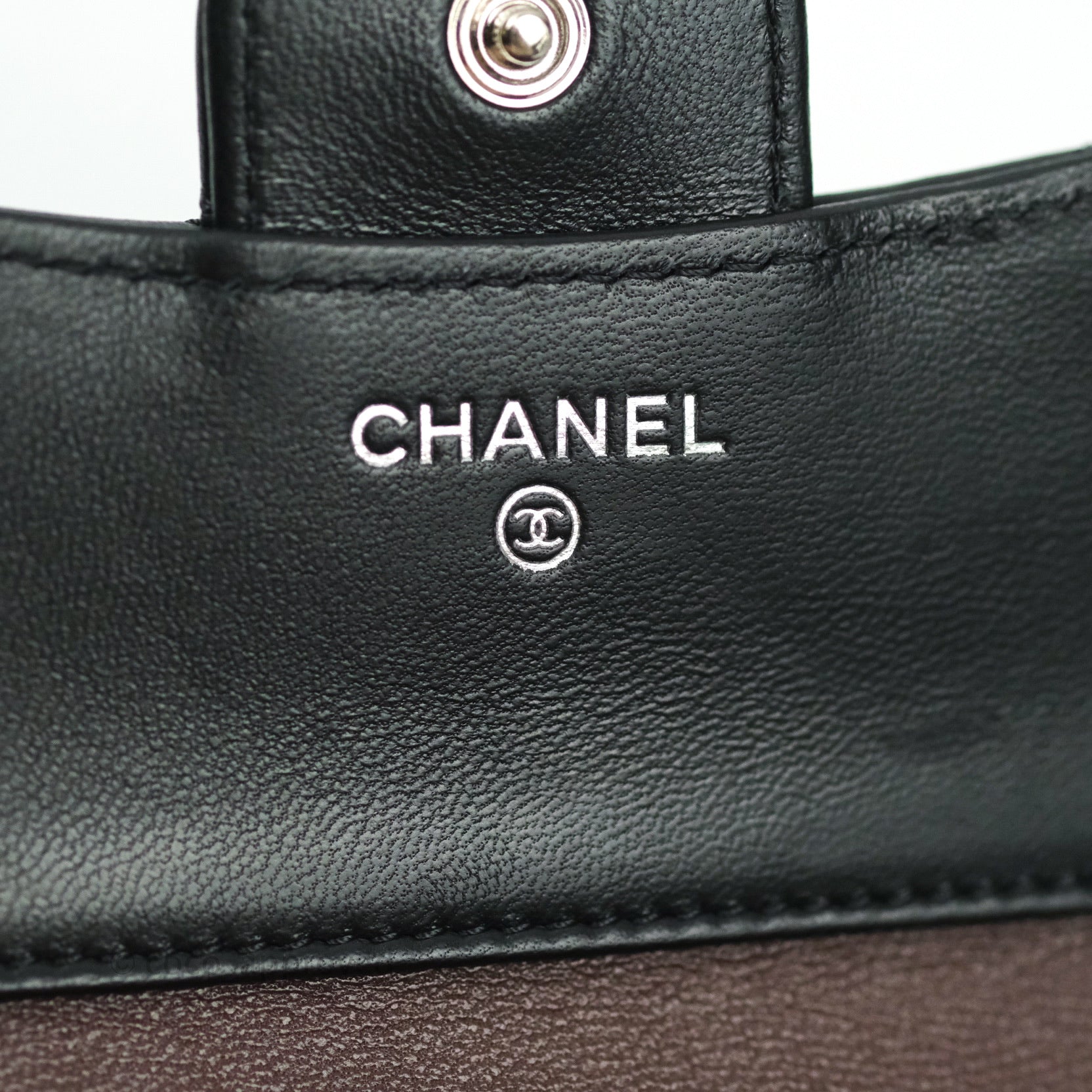 Chanel Chevron Small Compact Wallet - Black Lambskin with Silver Hardware | Luxury Women's Wallet for Everyday Use & Special Occasions