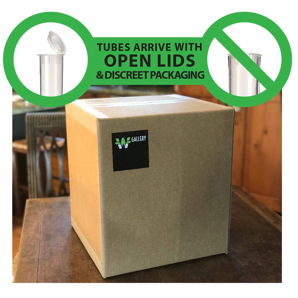 W Gallery 1000-Pack 98mm Clear Pop-Top Plastic Tubes - Airtight Smell Proof Prescription Bottles for Pills, Herbs, Flowers & Supplements - Medical Grade Storage Containers (Bulk Pack) - Perfect for Pharmacy, Home Organization & Travel Use