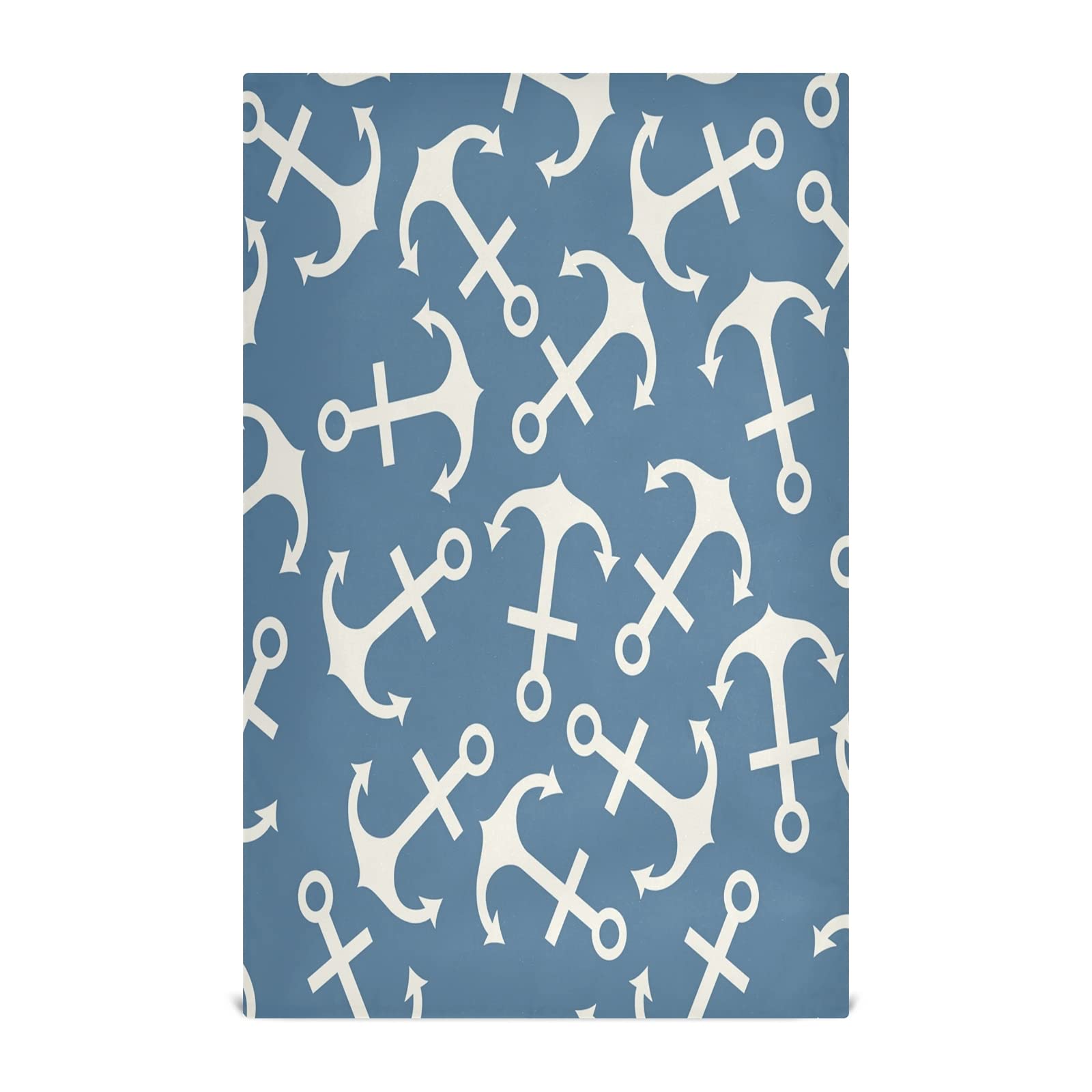 ALAZA Blue and White Nautical Anchors Pattern Kitchen Dish Towels Set of 4 - Soft, Absorbent 18