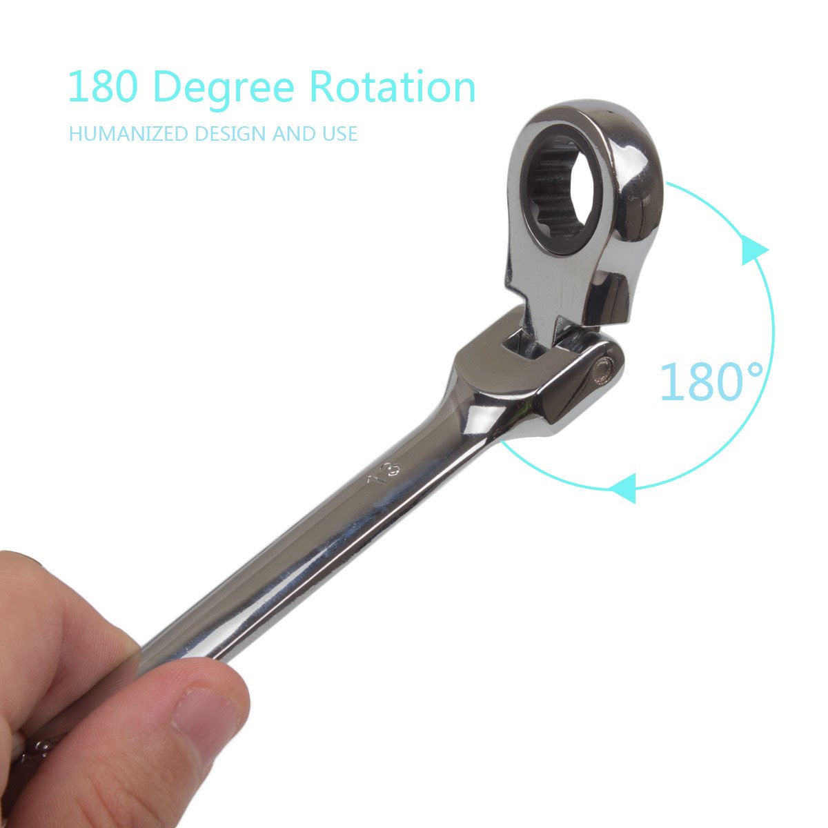 Acrux7 6-Piece Flex Head Ratcheting Wrench Set 8-13mm - Chrome Vanadium Steel Gear Wrench for Auto Repair & DIY