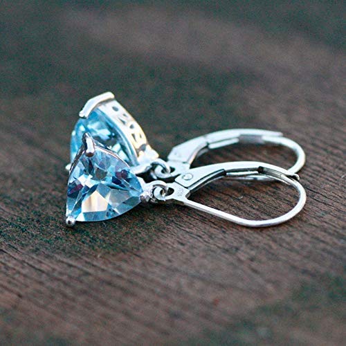 Natural Sky Blue Topaz Earrings Sterling Silver 925 - Healing Gemstone Jewelry, December Birthstone Gift for Women - Perfect for Holidays, Weddings & Special Occasions
