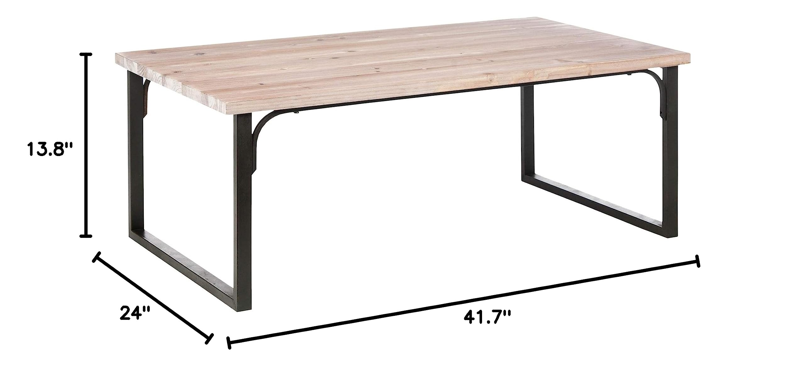 Industrial Coffee Table - Black & Brown Rectangle Metal Frame with Wicker Top - Perfect for Living Room, Lounge, or Office Decor