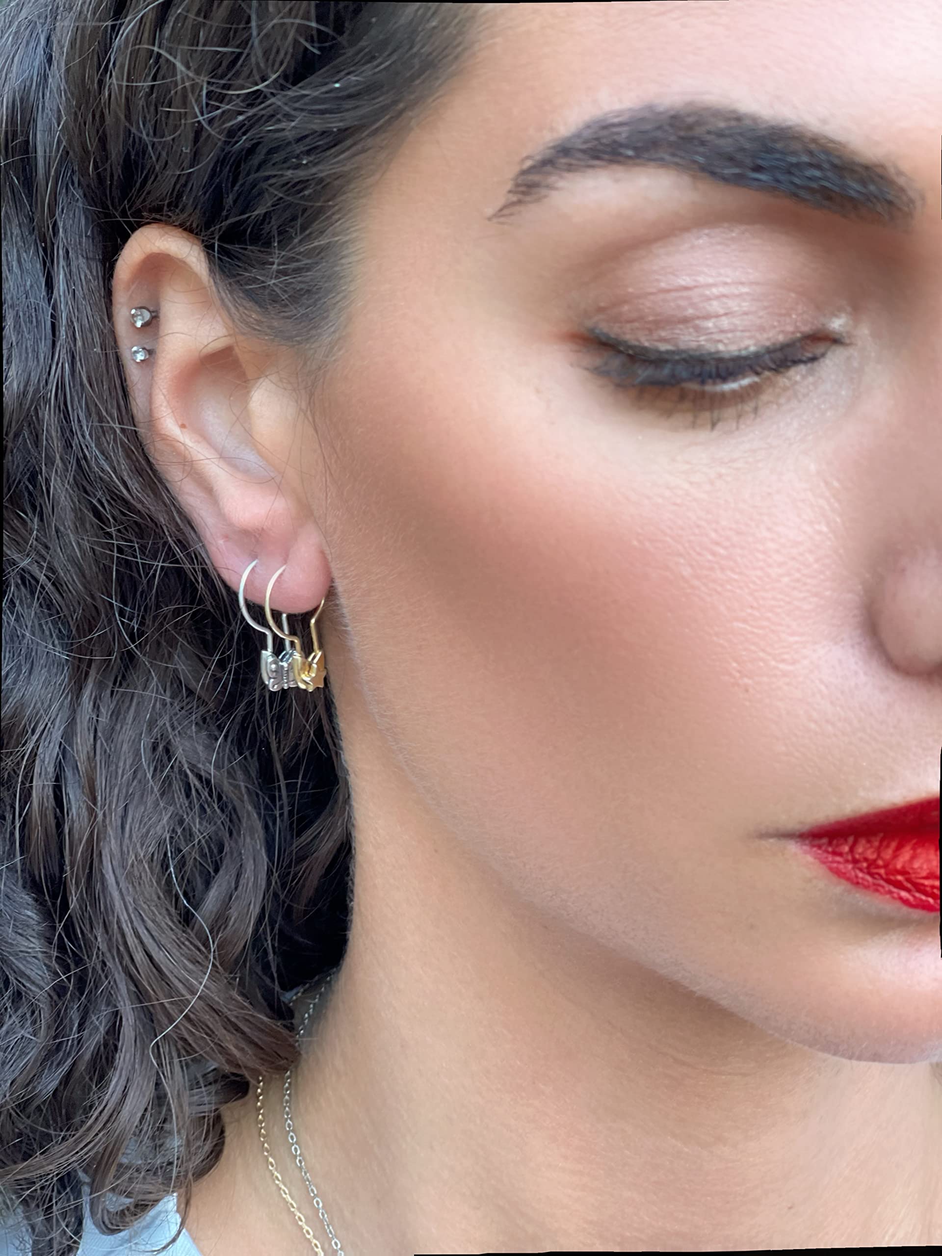 Monte Christo Gold Safety Pin Hoop Earrings for Women - Single Earring, Butterfly Charm Jewelry Gift - Made in USA | Trendy Accessories for Parties, Date Nights & Everyday Wear