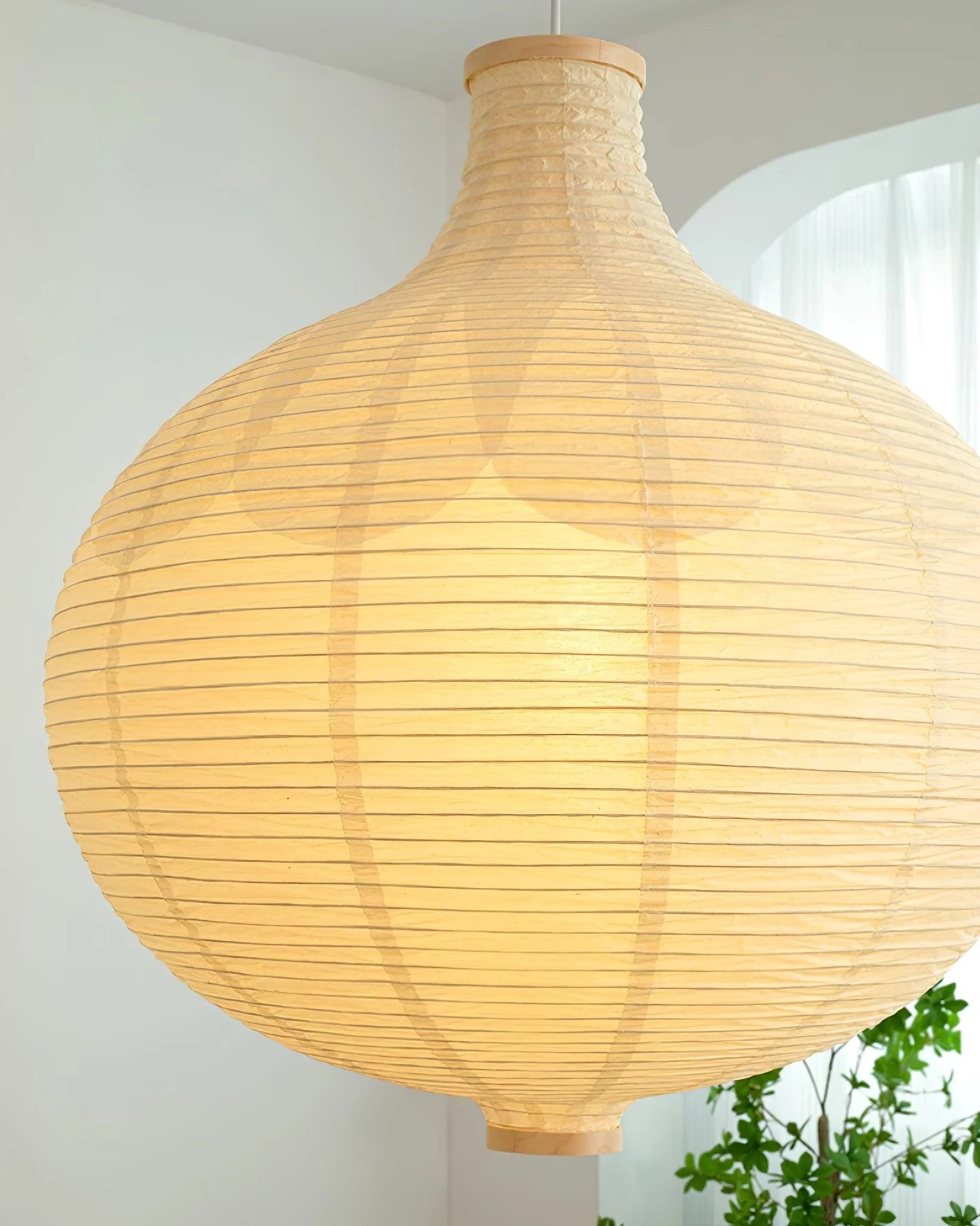 Handmade Washi Paper Pendant Lamp - Japanese Style Rice Paper Hanging Light for Living Room, Bedroom & Dining Room Decor