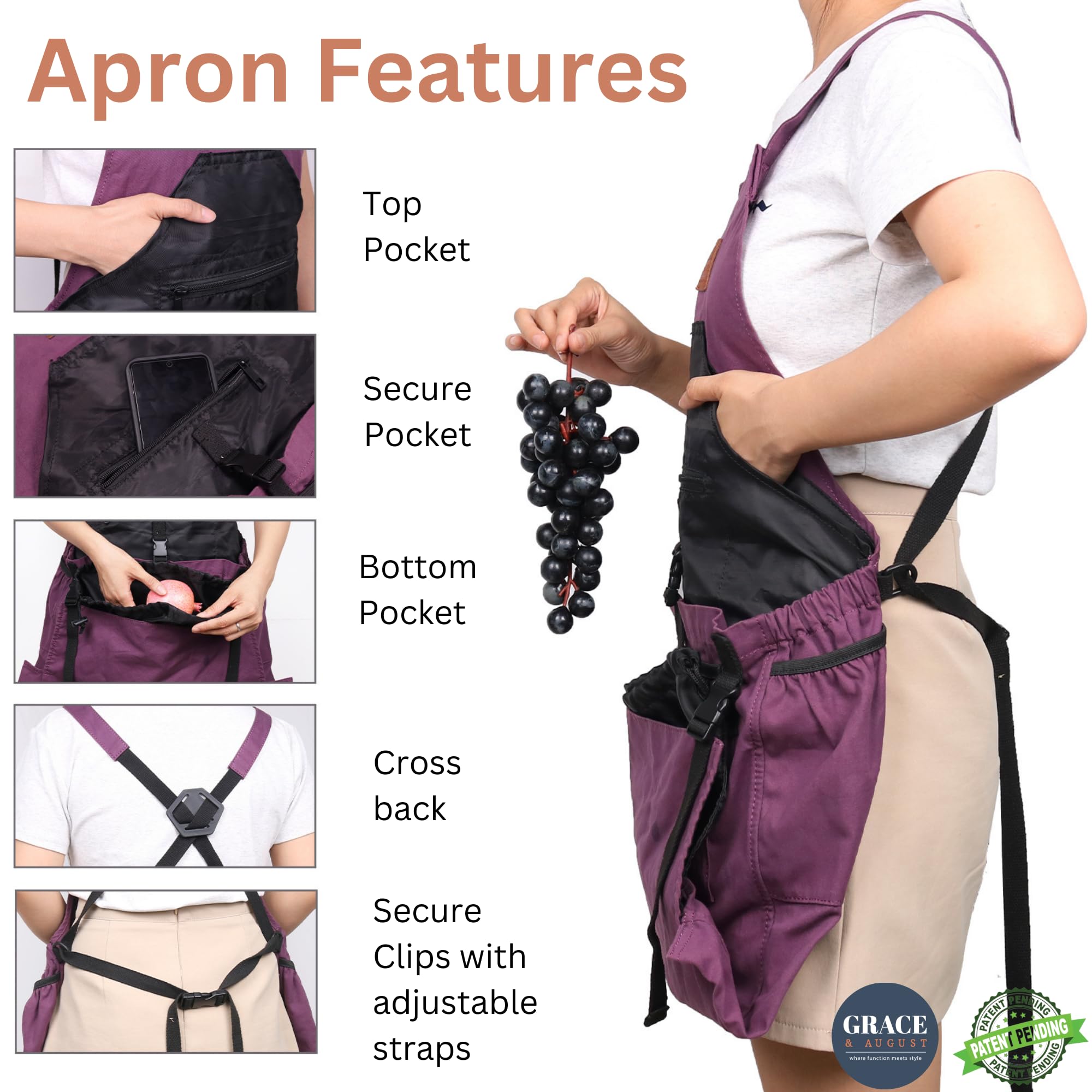 Durable Gardening Apron with 7 Pockets & Internal Drawstring Bag for Women & Men - Waterproof Work Apron for Planting, Harvesting, Cooking & DIY Projects - Perfect Gardening Gift for Outdoor Enthusiasts