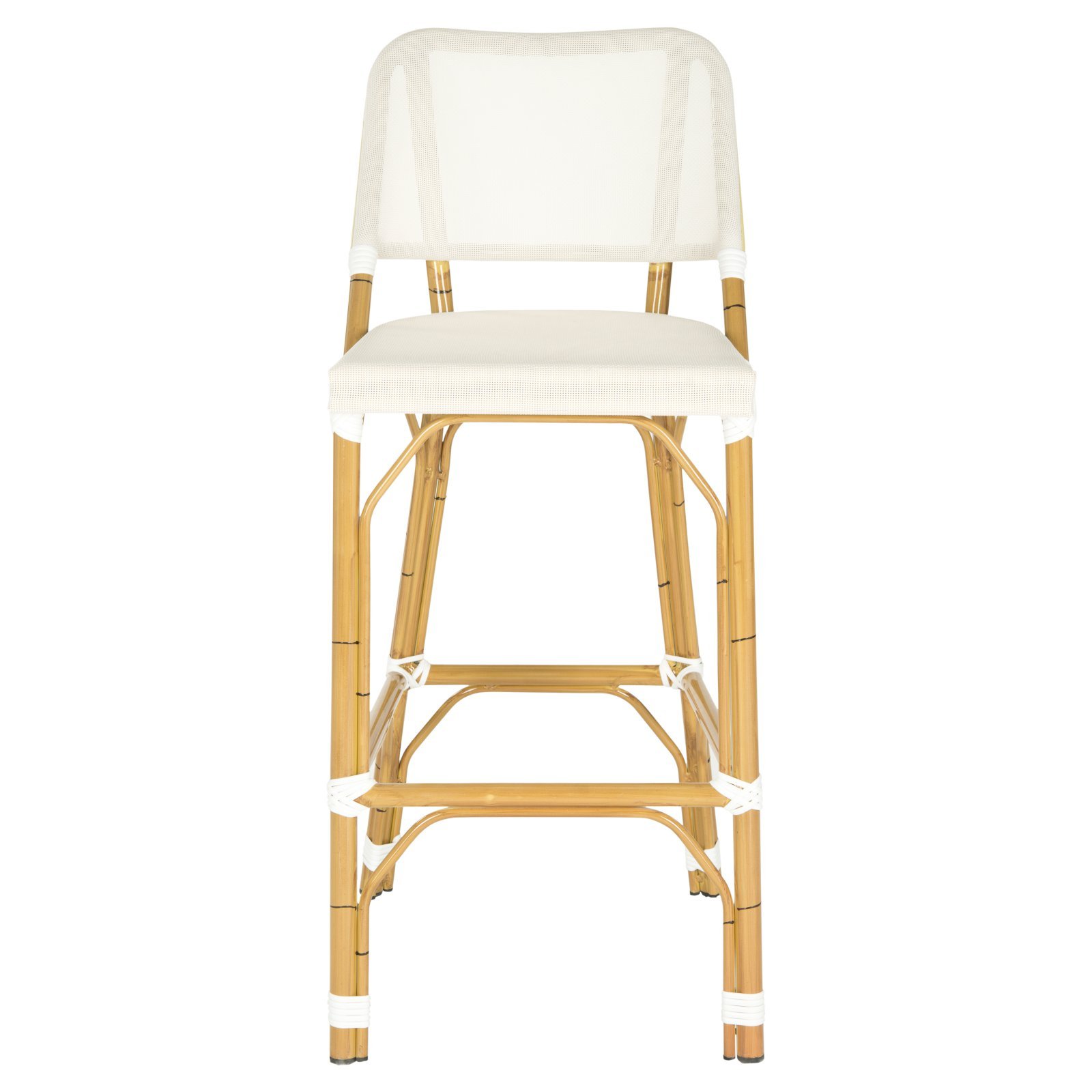 Safavieh Deltana Beige Indoor Outdoor Barstool - Counter Height Stool for Kitchen Island, Patio, Dining Room & Bar Decor