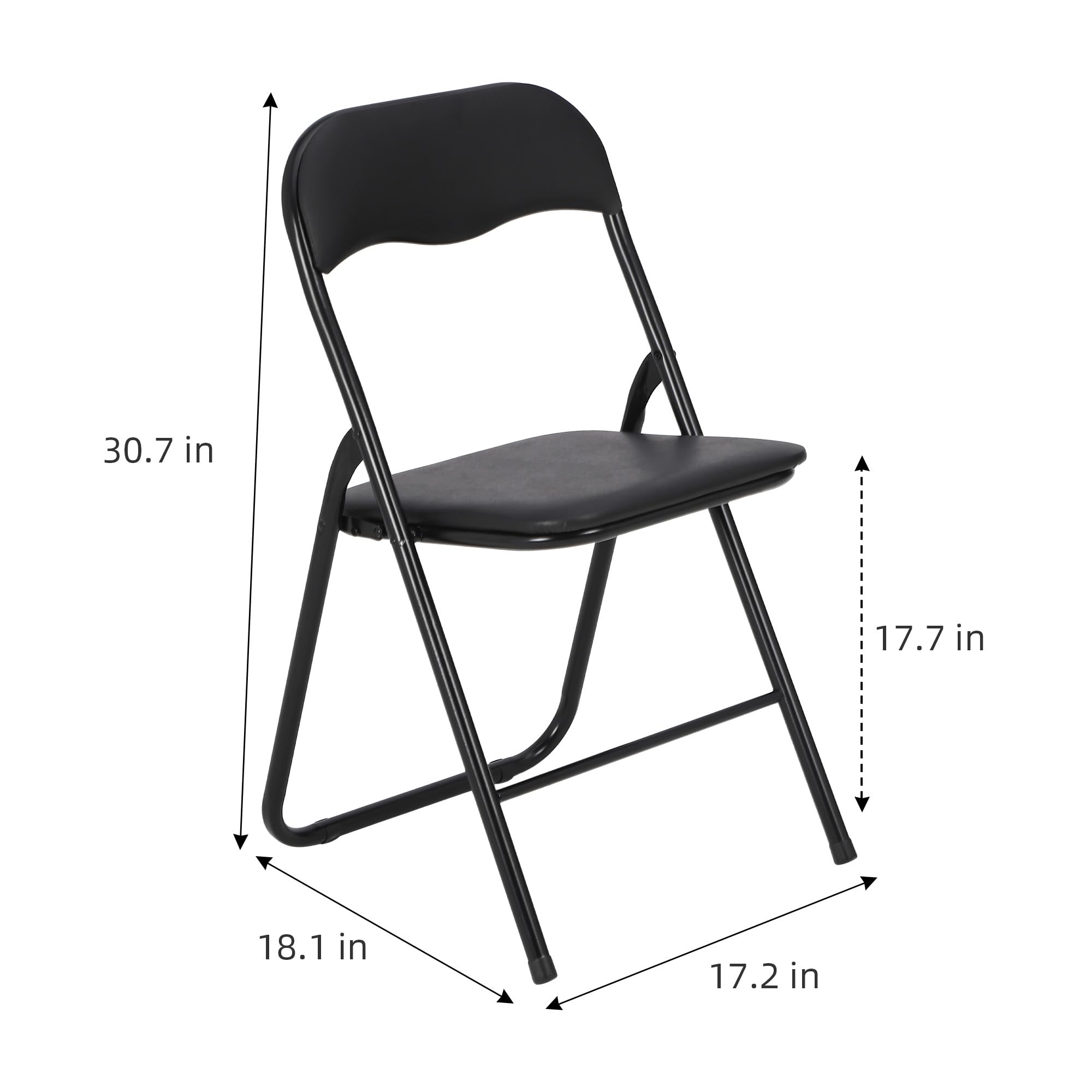 **Black Metal Folding Chairs with Padded Seats & Non-Slip Feet – Set of 8 – Stackable Conference, Office, Party & Poker Chairs for Home, Reception & Events**