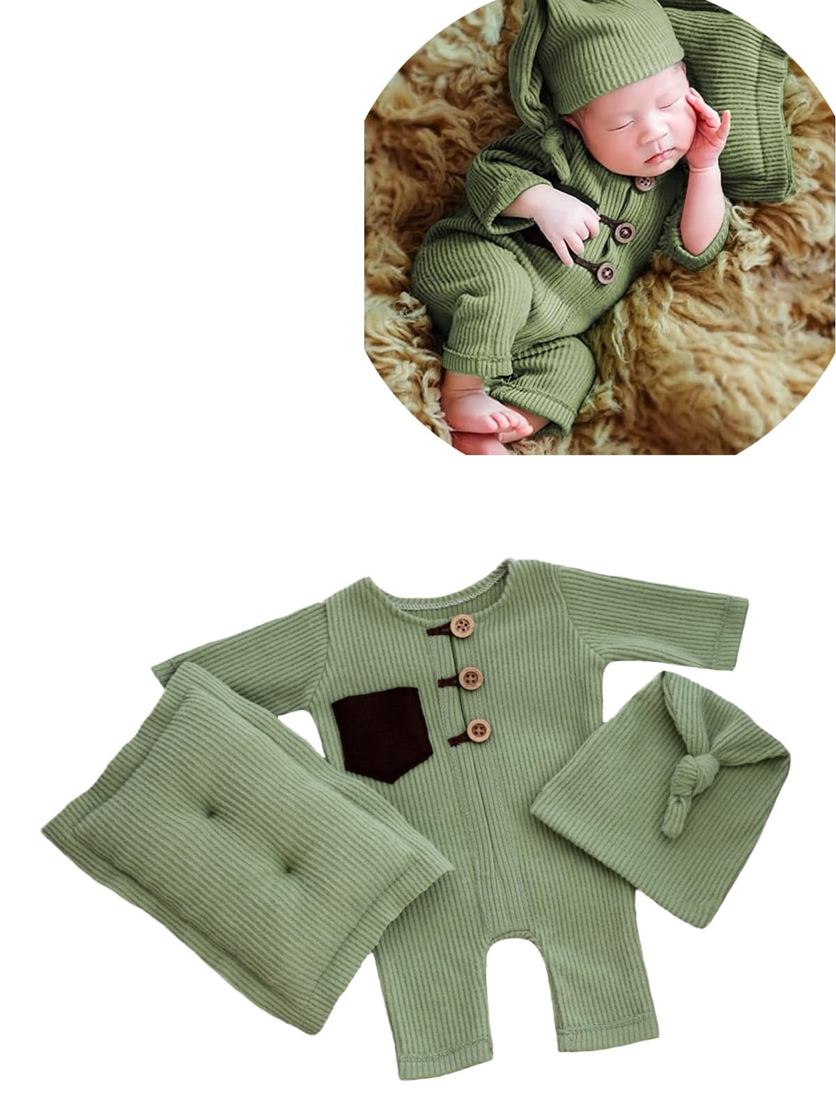 Newborn Photography Outfits for Boys & Girls - Soft Knit Baby Romper Bodysuit - Perfect for Photo Shoots, Christening & First Birthday Parties