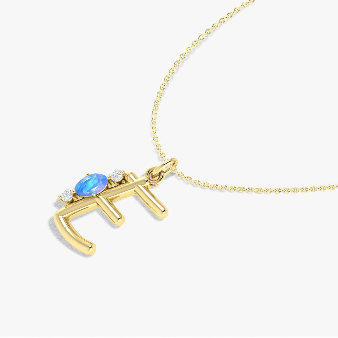 Initial Letter E Pendant Necklace with Genuine Blue Opal & Zircon - Dainty Personalized Jewelry Gift for Women, Birthday, Anniversary & Everyday Wear