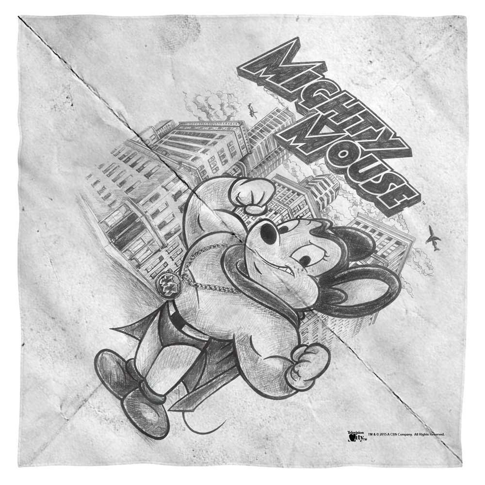 Mighty Mouse Sketch Bandana - 21 x 21 Inch Cotton Handkerchief for Men & Women - Perfect for Cosplay, Costume Parties, and Disney Fan Accessories