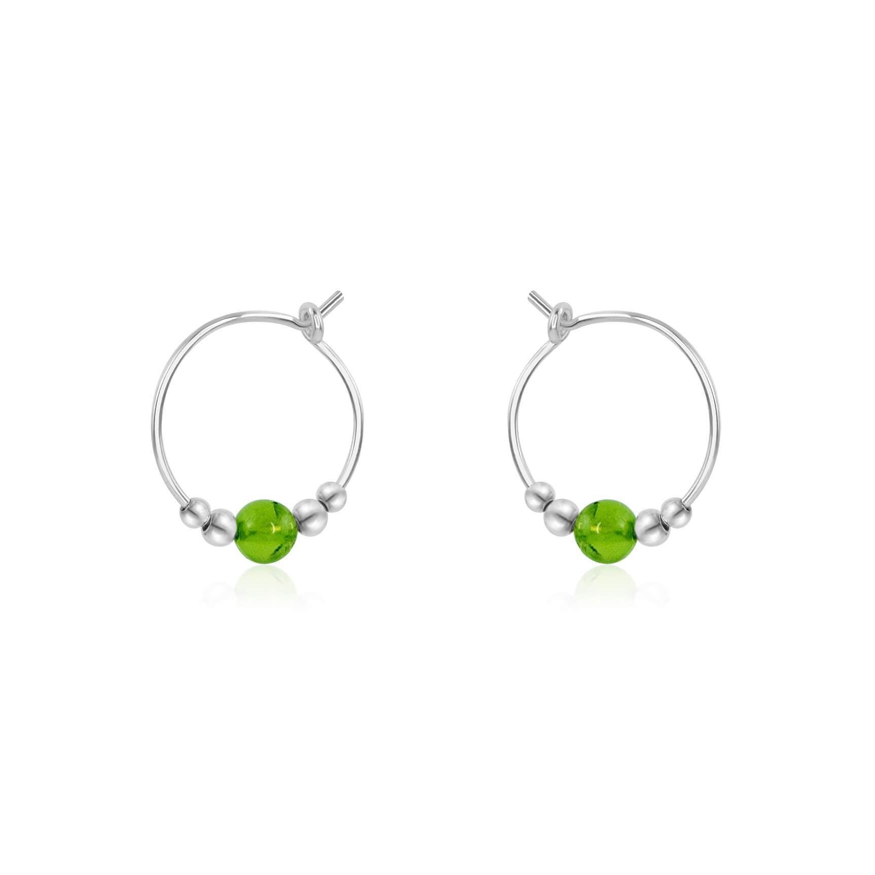 Peridot Gemstone Beaded Hoop Earrings - Dainty Green Stone Jewelry for Women | Perfect for Everyday Wear, Parties & Special Occasions