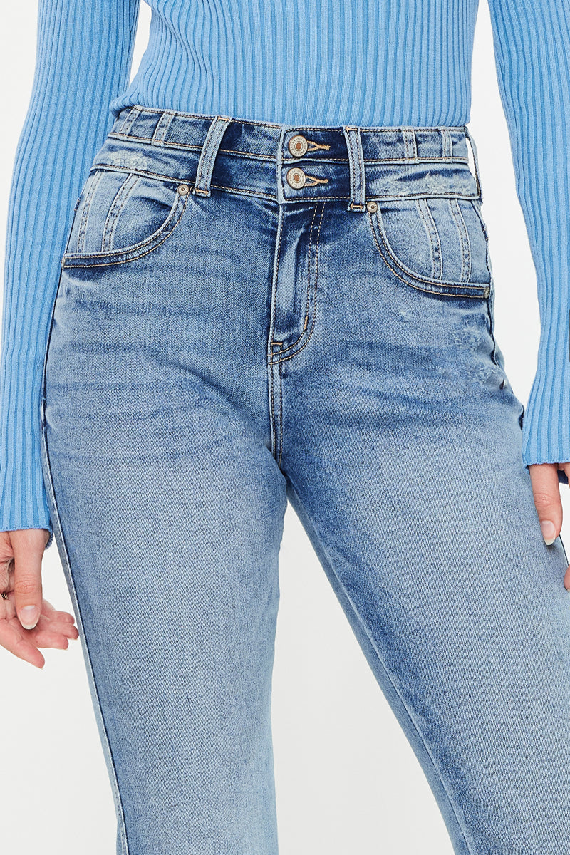 Trina High Rise Flare Jeans for Women - Stretchy Denim Pants with Bootcut Leg | Perfect for Casual Wear, Date Night & Office Outfits