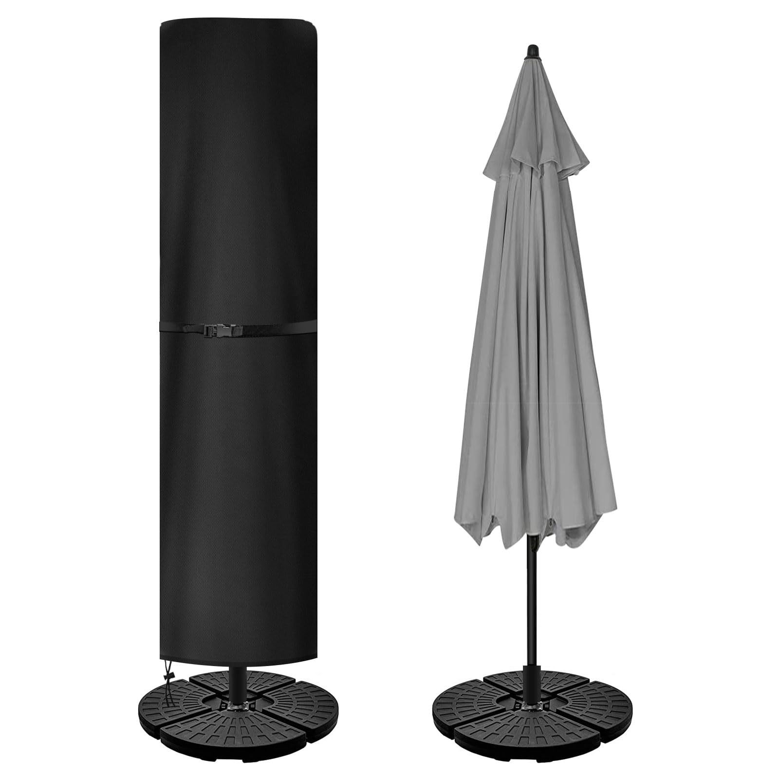 Waterproof 420D Cantilever Umbrella Cover for 9-11ft Outdoor Offset Umbrellas - Snowproof Zippered Winter Protection (Black) | Perfect for Patio, Garden, Poolside & Backyard Market Umbrella Protection
