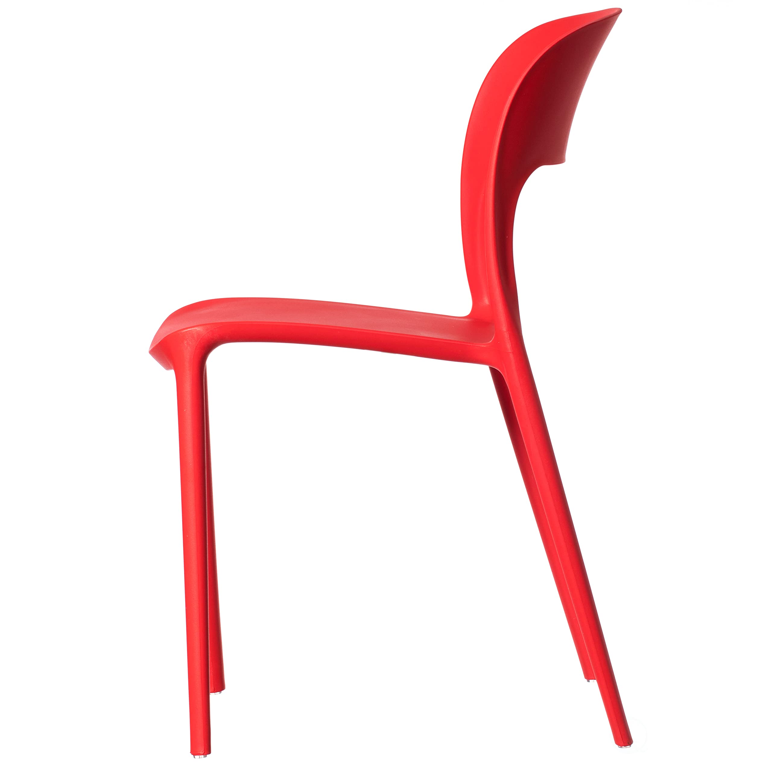 Fabulaxe 4-Piece Red Modern Plastic Outdoor Dining Chairs with Open Curved Back - Patio, Garden, Poolside & Backyard Furniture Set for Comfortable Outdoor Entertaining