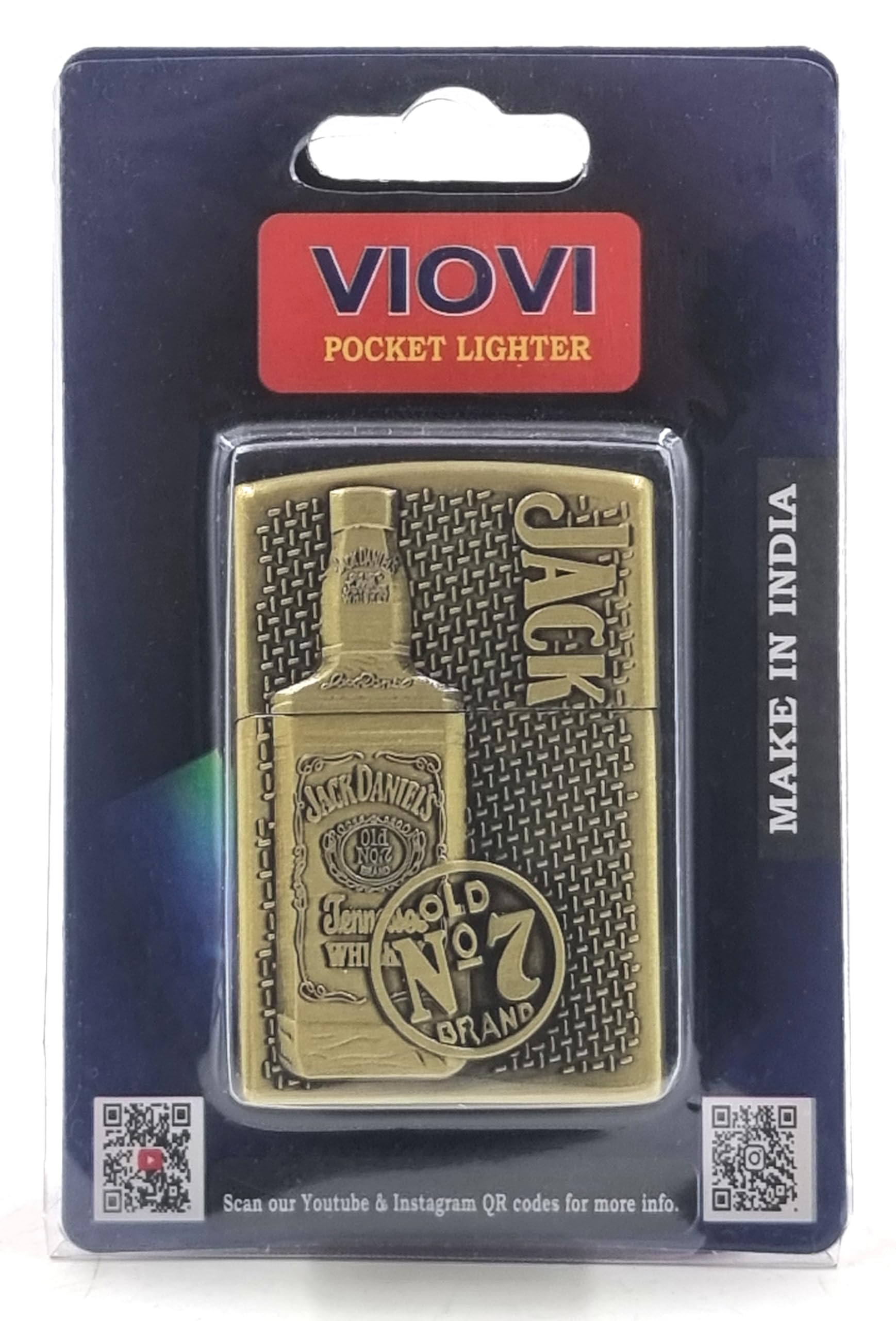 VIOVI JD Bottle Windproof Flint Wheel Pocket Lighter - Metal Body Flip-Top Refillable Butane Lighter (Golden) | Perfect for Camping, Hiking, Outdoor Adventures & Everyday Use