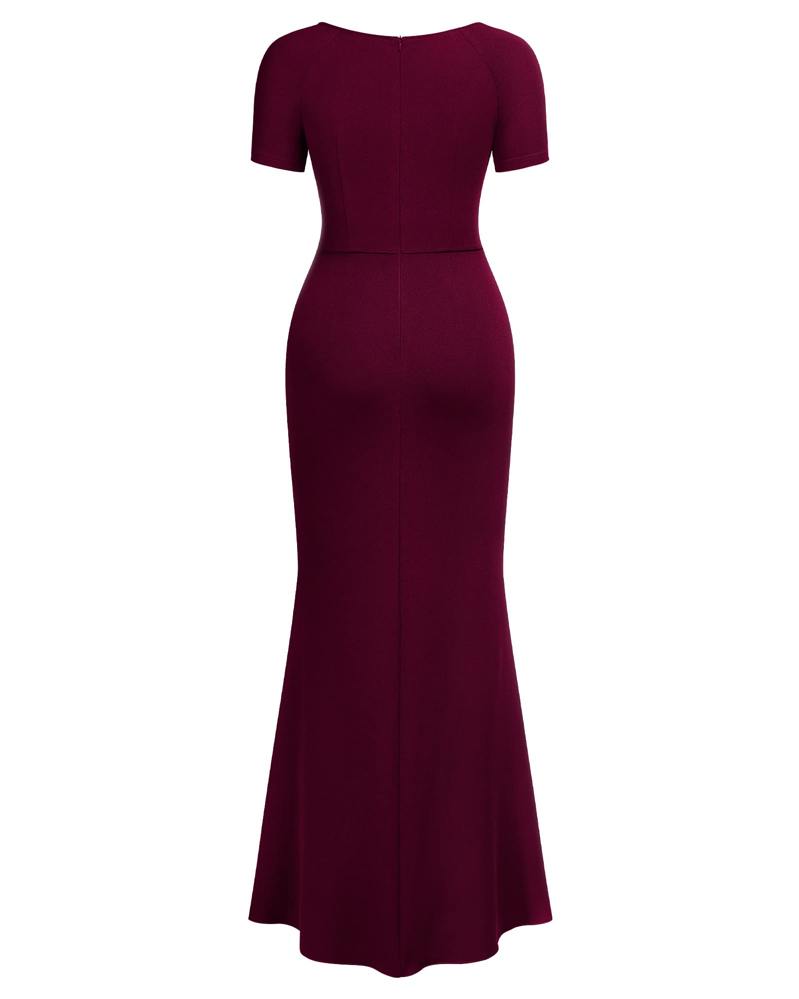 Miusol Women's Deep V-Neck Ruffle Split Evening Prom Long Dress - Elegant Formal Gown for Prom, Homecoming, Cocktail Party & Special Occasions