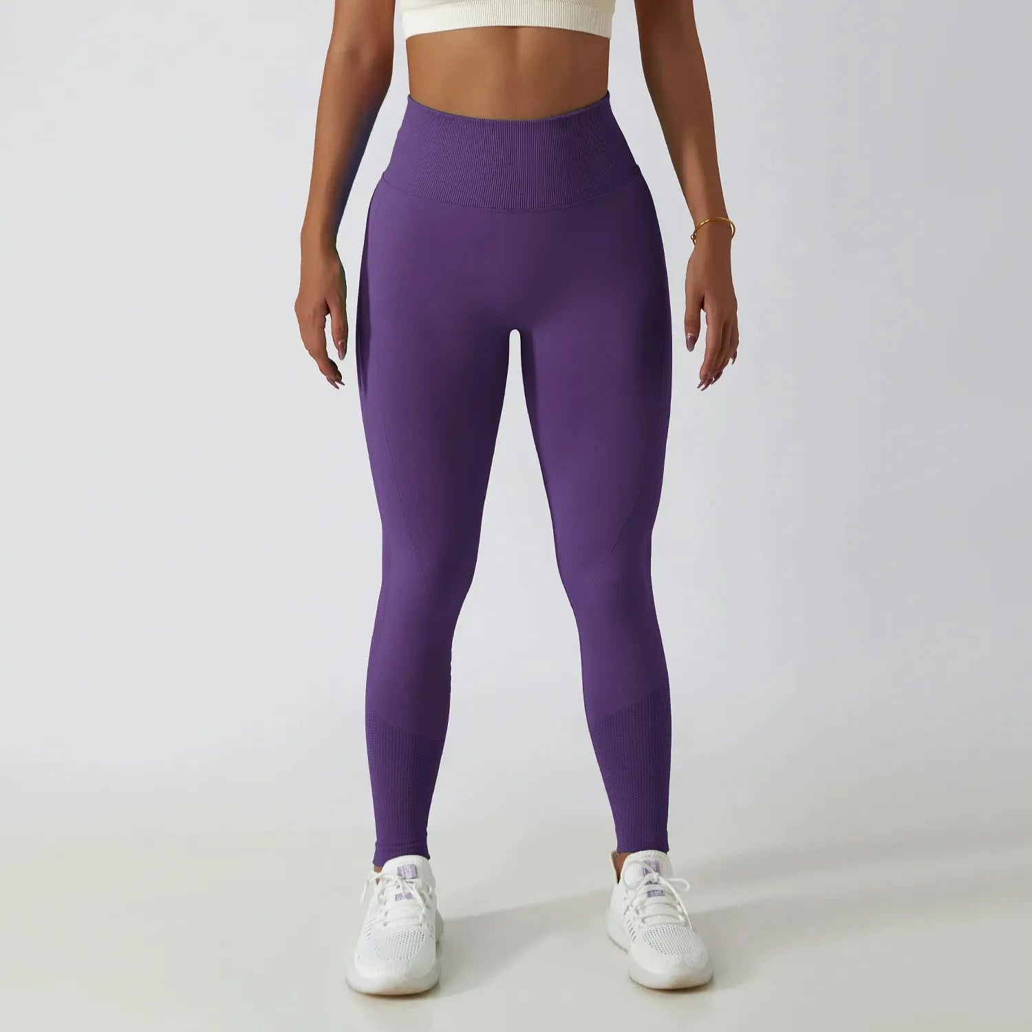 High Waist Solid Color Ribbed Seamless Yoga Pants - Women's Gym Leggings for Fitness, Running & Tummy Control - Perfect for Workouts, Yoga & Everyday Wear
