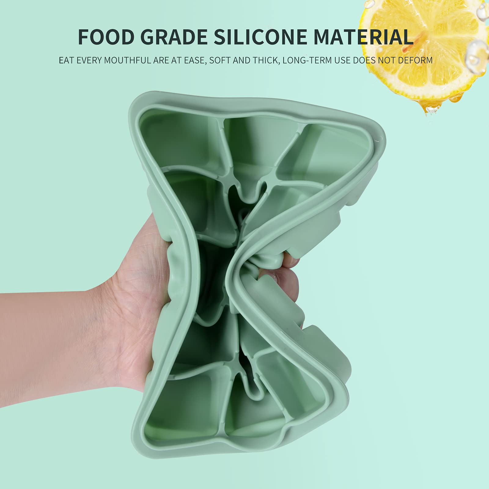 Premium Silicone Ice Cube Trays Set of 2 - BPA Free, Flexible & Easy Release with Removable Lids - Reusable Freezer Ice Molds for Whiskey, Cocktails, Baby Food & Beverages - Stackable Design for Space Saving (Bamboo Green) - Perfect for Home Bars, Parties & Daily Kitchen Use