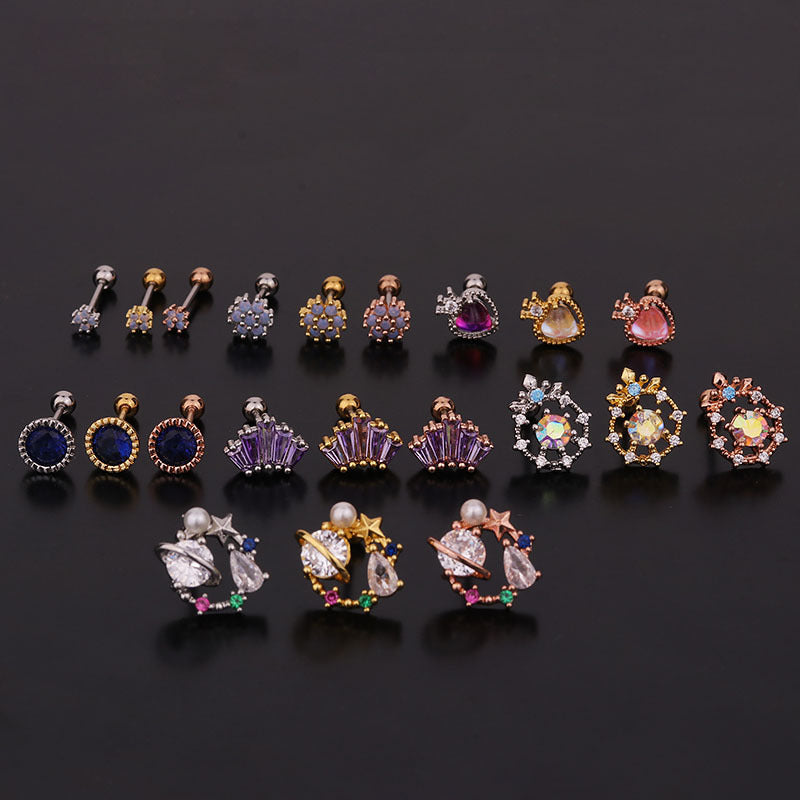 20G Cartilage Tiny Stud Earrings - Flat Back Crystal Earrings for Women | HSPJ258 | Perfect for Daily Wear, Parties & Gifts