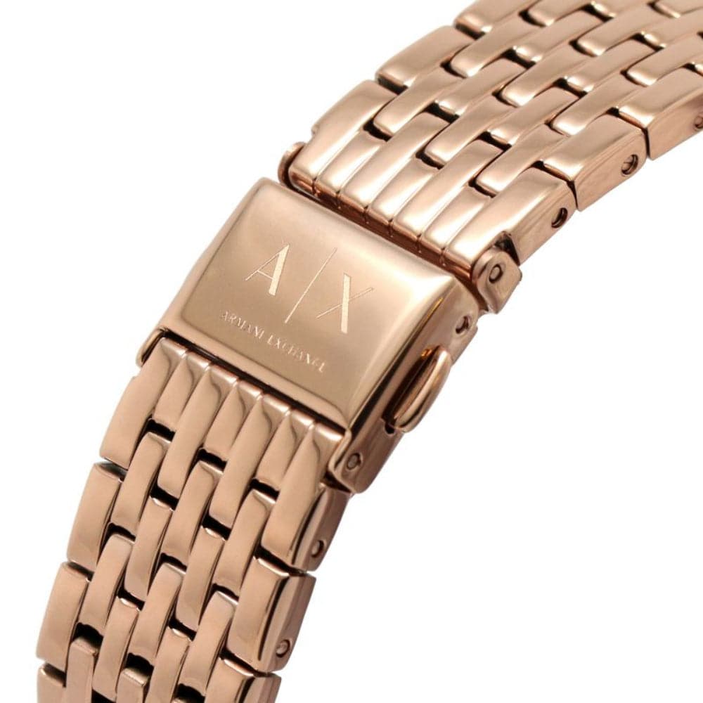 Armani Exchange AX5589 Women's Watch - Silver Dial, Rose Gold Stainless Steel Band | Fashion Accessory for Work, Party & Everyday Wear