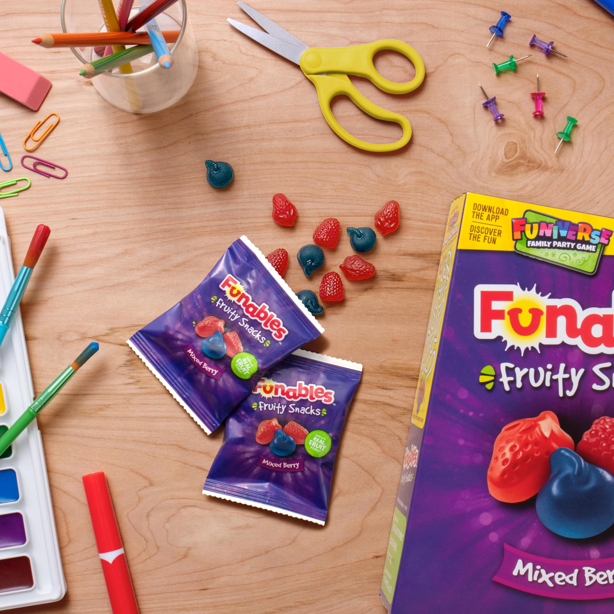 Funables Mixed Berry Fruit Snacks - 0.8oz Pouches (Pack of 10) | Gluten Free Kids Snacks for Lunch Boxes, School, Travel & On-the-Go Healthy Treats