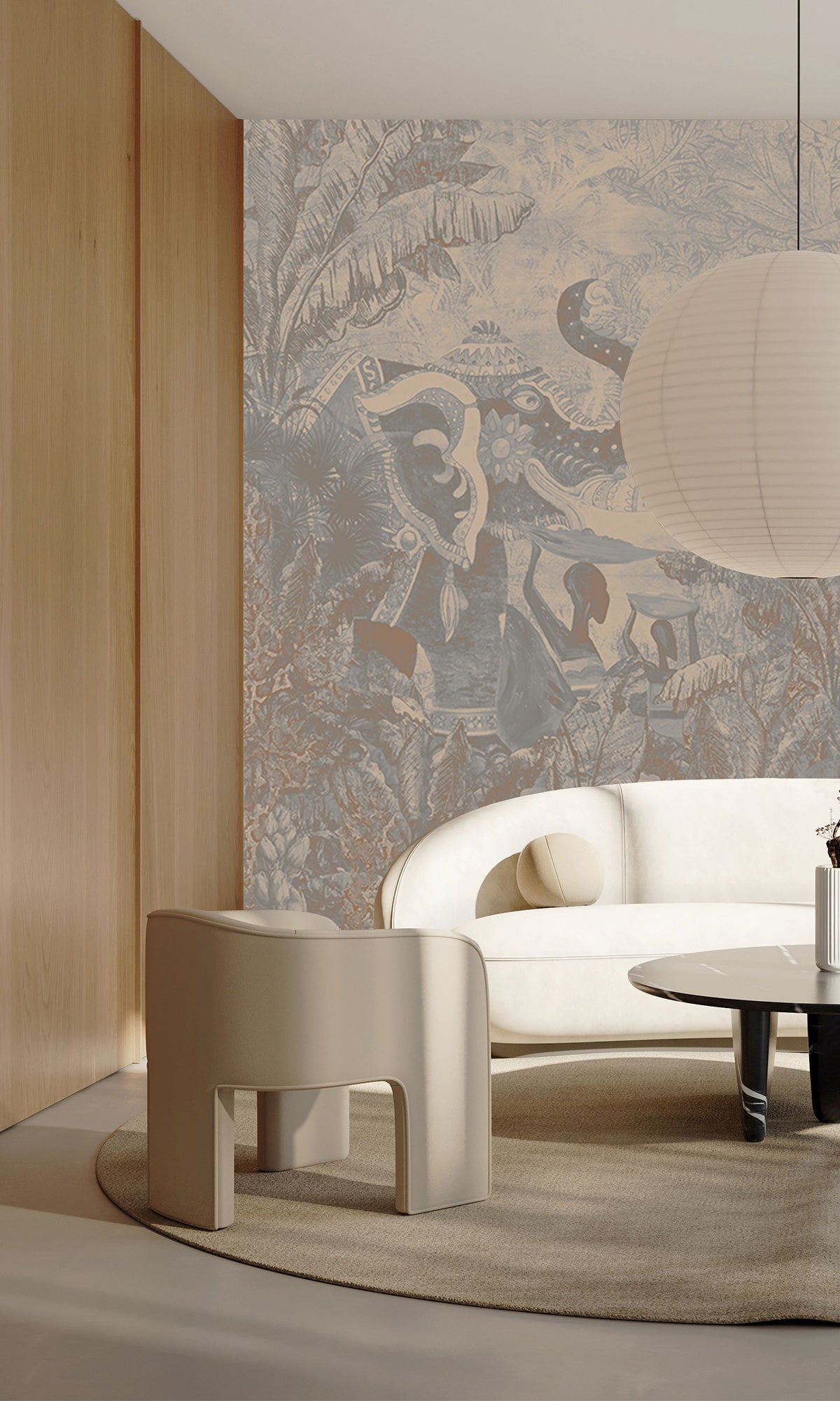Ash Blue Tropical Jungle Mural Wallpaper M2554 - Self-Adhesive Peel & Stick Wallpaper for Bedroom, Living Room, Nursery Decor | Waterproof & Easy to Install
