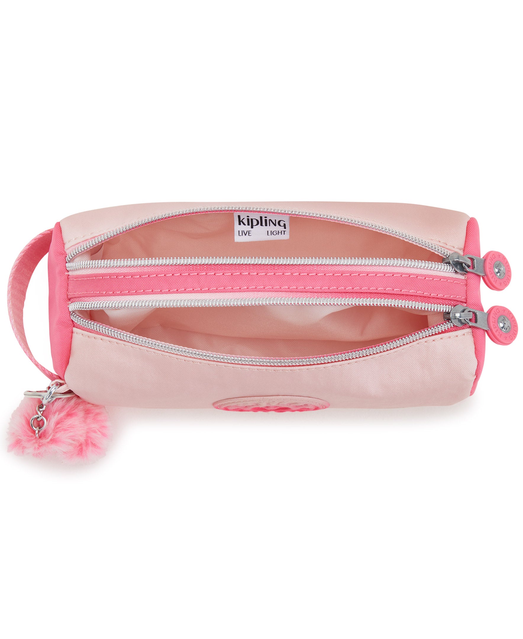 Kipling Allie Pencil Case - Stylish Blush Metallic Pouch for School, Office & Travel Organization | Compact Makeup Bag & Stationery Holder