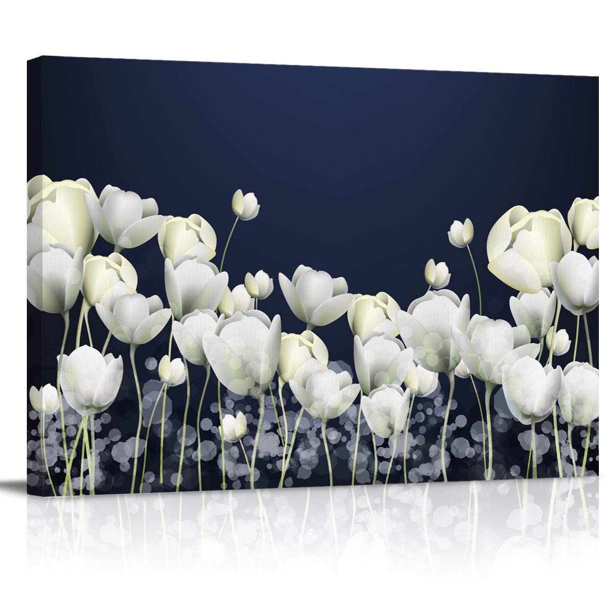 EZON-CH White Tulip Canvas Wall Art - 16x24 Inches Framed Ready to Hang - Perfect for Living Room, Bedroom, Bathroom, Kitchen & Office Decor - Modern Home Accent for Wall Decoration & Interior Design