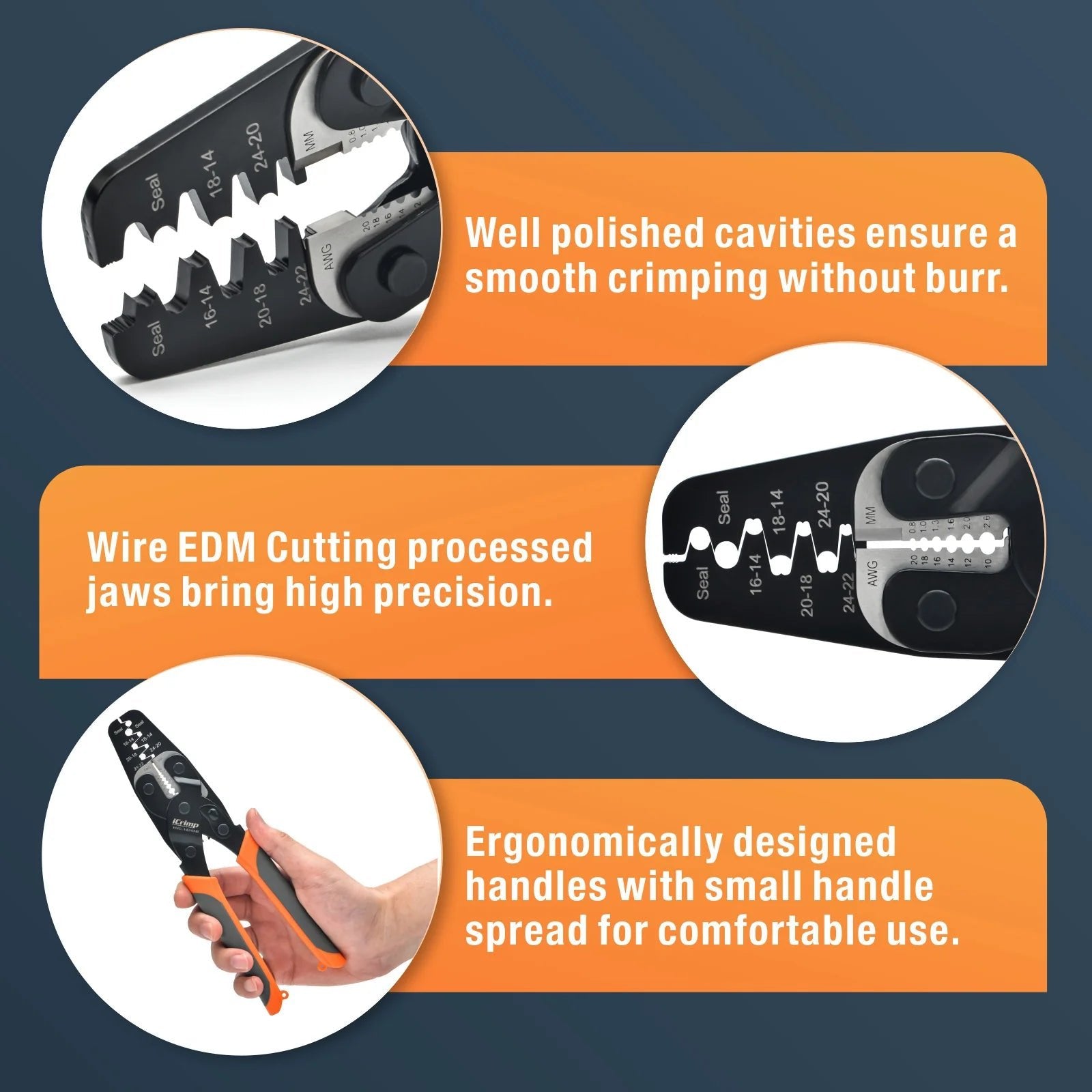 IWC 1424AB AWG24 14 Wire Crimper Tool - Weather Pack Terminals, Open Barrel Terminals, Stamped Contacts, Wire Stripper & Cutter - Perfect for Automotive, Marine & Electrical Wiring Projects