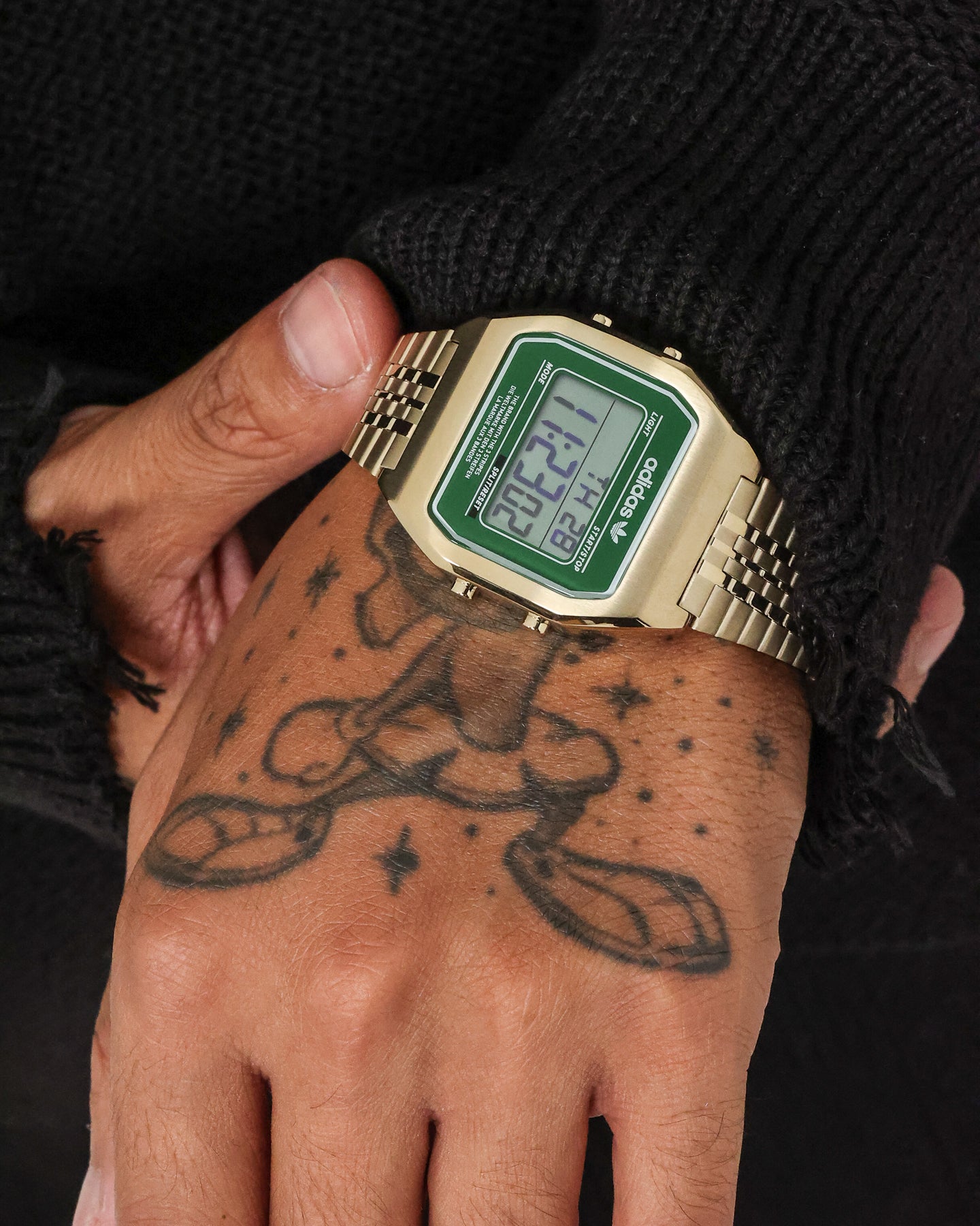 Adidas Digital Two 36MM Gold/Green Watch - Stylish Unisex Sports Watch with Digital Display for Running, Gym & Outdoor Activities