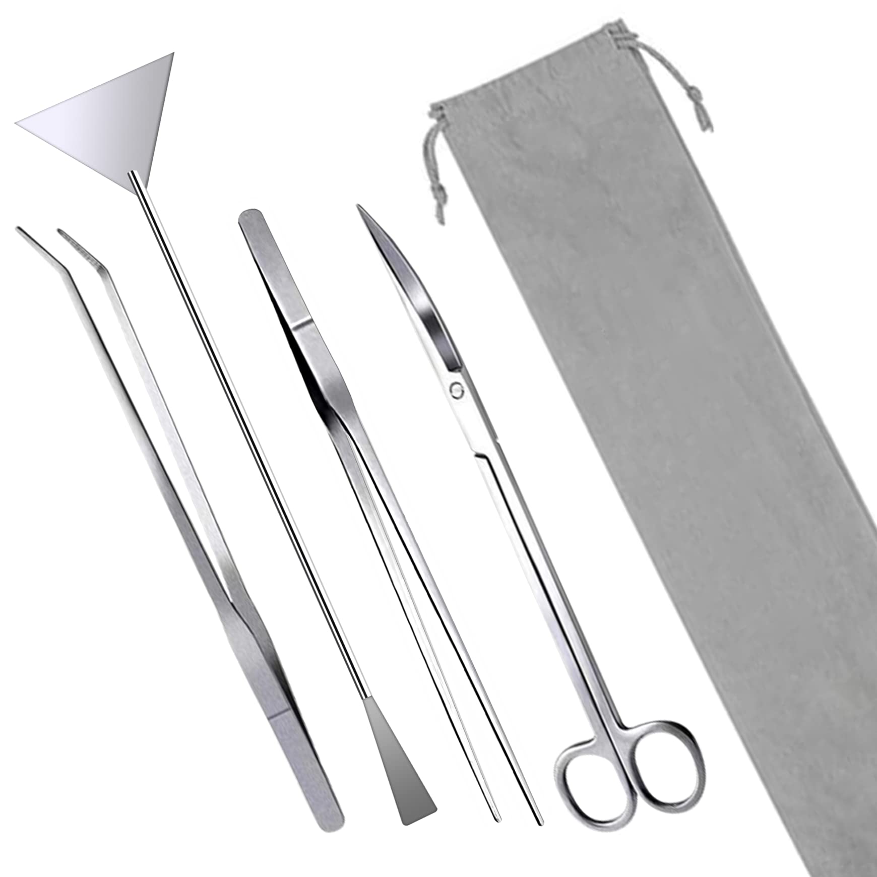 Premium Aquarium Starter Kit - Complete Aquascape Tool Set with Sand Spatula, Straight & Curved Tweezers, Curved Scissors for Planted Tanks | SENSTREE Professional Tools for Aquatic Plants Maintenance and Aquarium Decoration | Perfect for Beginners and Expert Aquascapers