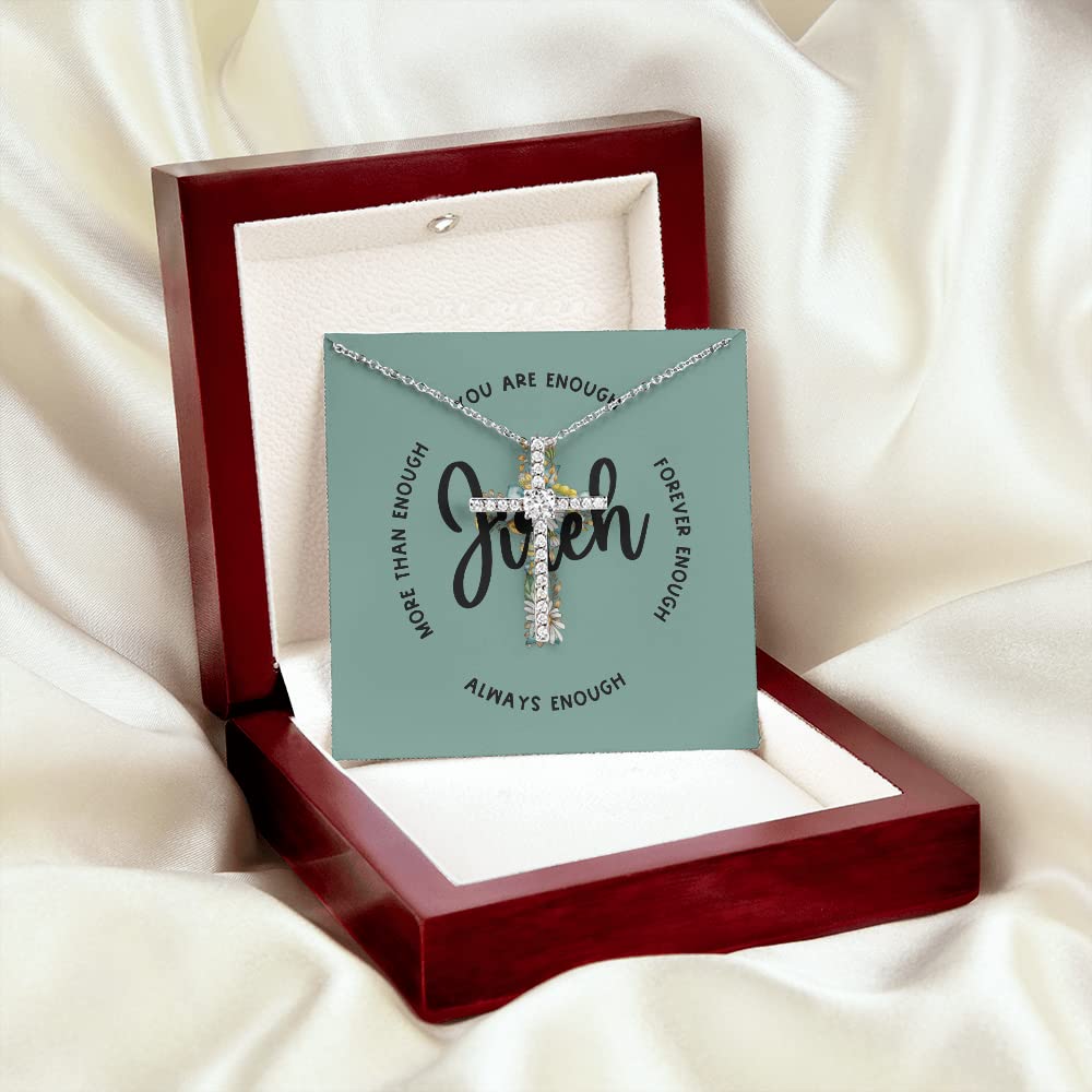 Jireh You Are Enough Cross Necklace for Girls - Baptism & Confirmation Gifts for Teenage Girls - Catholic & Christian Jewelry - Perfect for Church, Weddings & Daily Wear