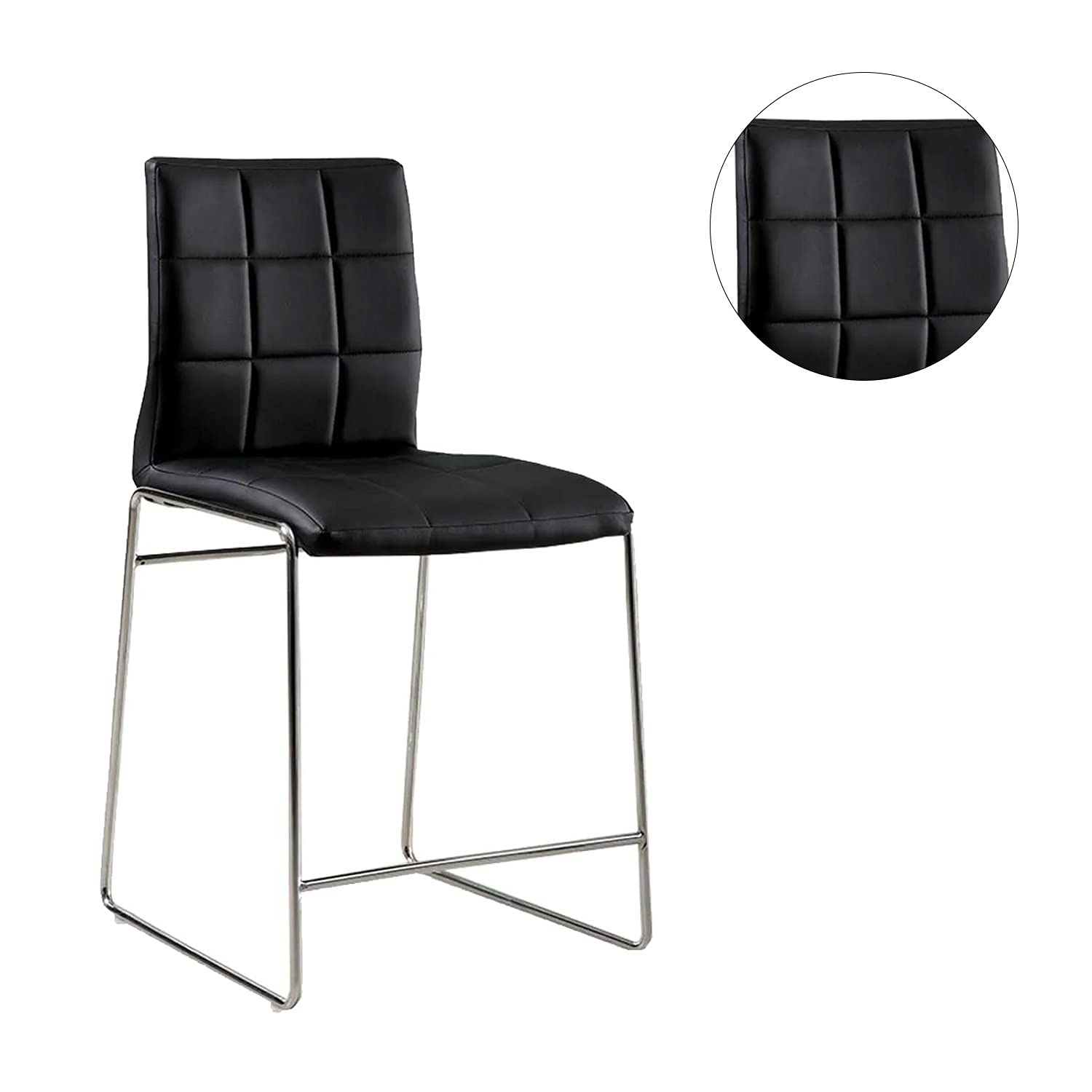 Simple Relax SR03CM8320BK-PC-2PK Modern Dining Chairs Set of 2, Black Upholstered Kitchen Chairs with Padded Seat - Perfect for Dining Room, Kitchen, Breakfast Nook & Small Spaces