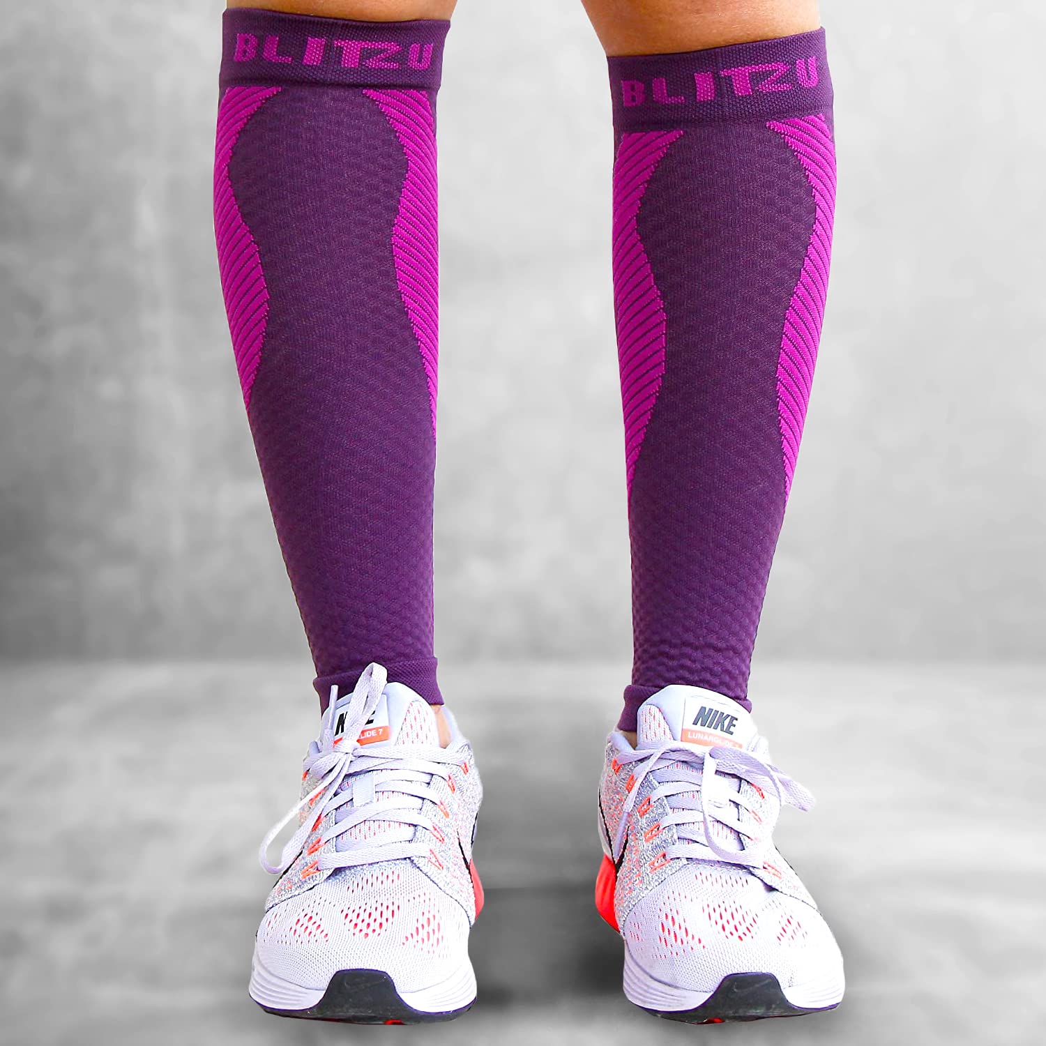 BLITZU Calf Compression Sleeve for Men & Women - Footless Compression Socks for Running, Shin Splints Pain Relief & Muscle Support - Ideal for Runners, Athletes & Workout Recovery