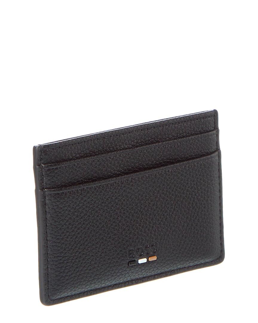BOSS Men's Ray Four Slot Leather Card Holder - Slim RFID Blocking Wallet for Business & Travel - Perfect for Credit Cards, IDs, and Cash