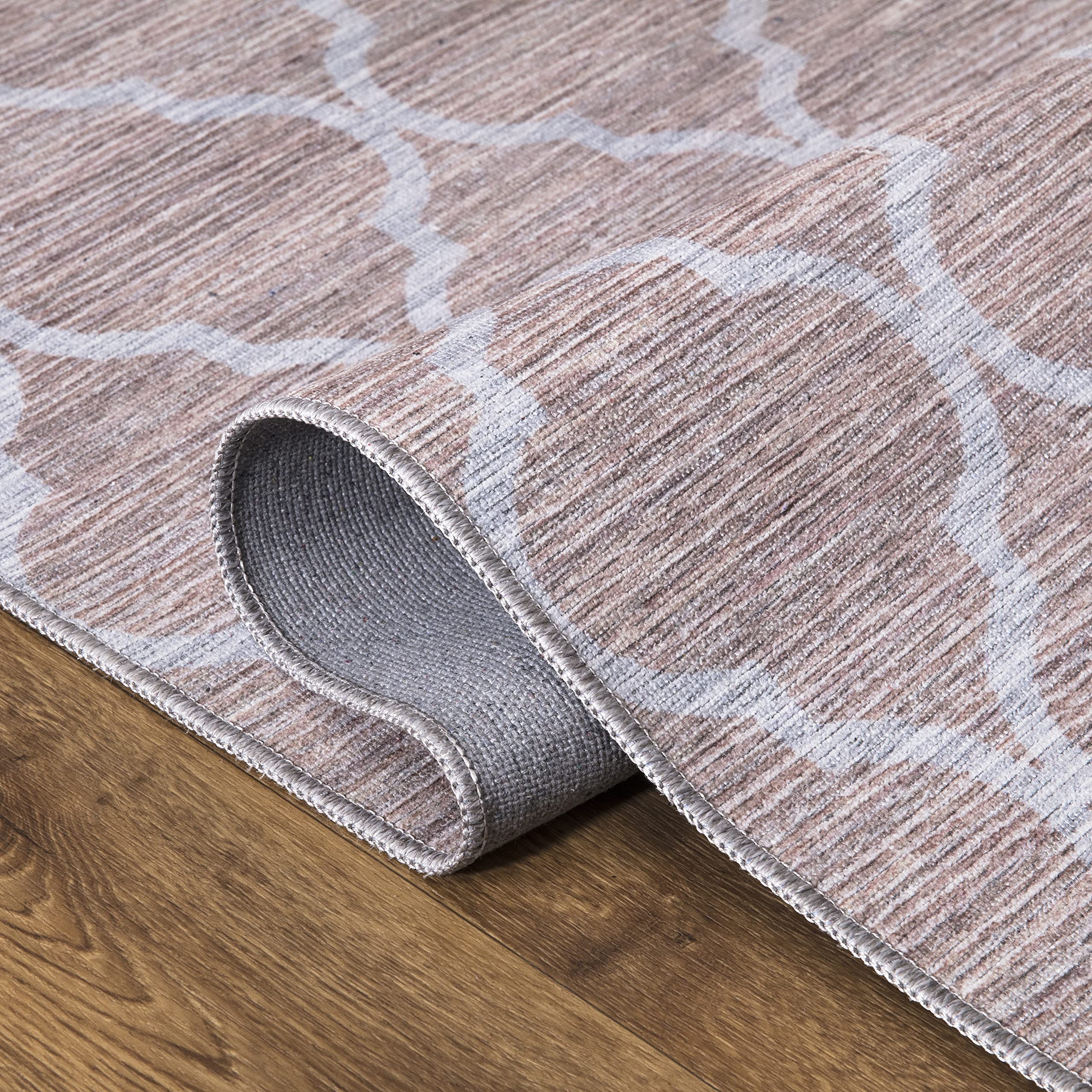 Abani 8' x 10' Cream Rectangular Area Rug - Soft Polypropylene Modern Large Rug for Living Room Bedroom, Machine Washable Stain Resistant Non-Shedding - Perfect for Home Office Decor & High Traffic Areas