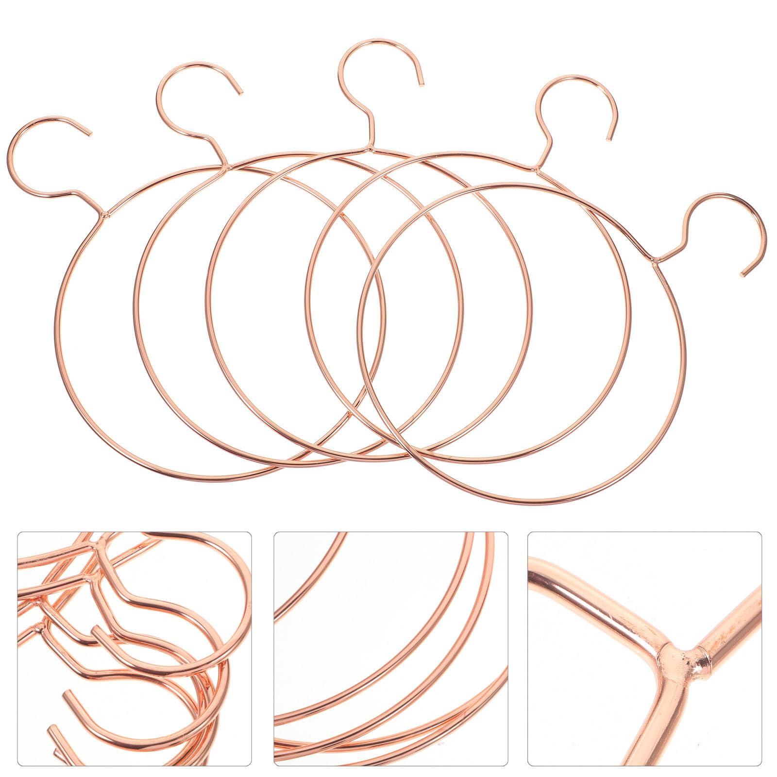 TOPBATHY 5-Pack Round Metal Belt & Scarf Hangers for Closet Organization - Space Saving Rose Gold Clothes Rack for Scarves, Ties, Belts - Perfect for Bedroom, Walk-in Closet & Dorm Room Storage